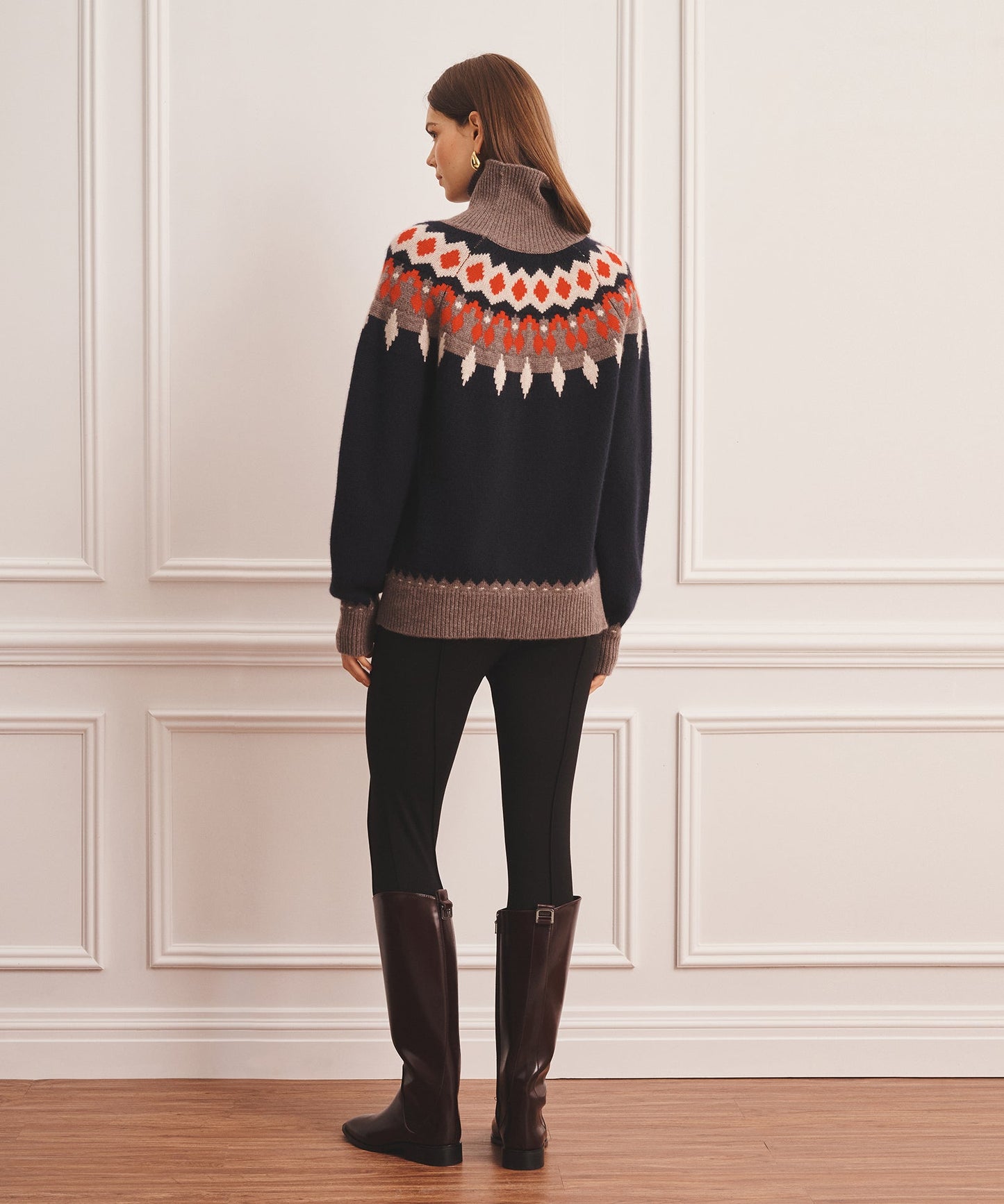 Super Luxe Cashmere Fair Isle Turtleneck Sweater