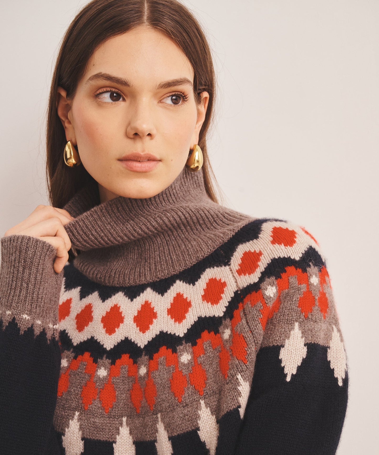 Super Luxe Cashmere Fair Isle Turtleneck Sweater