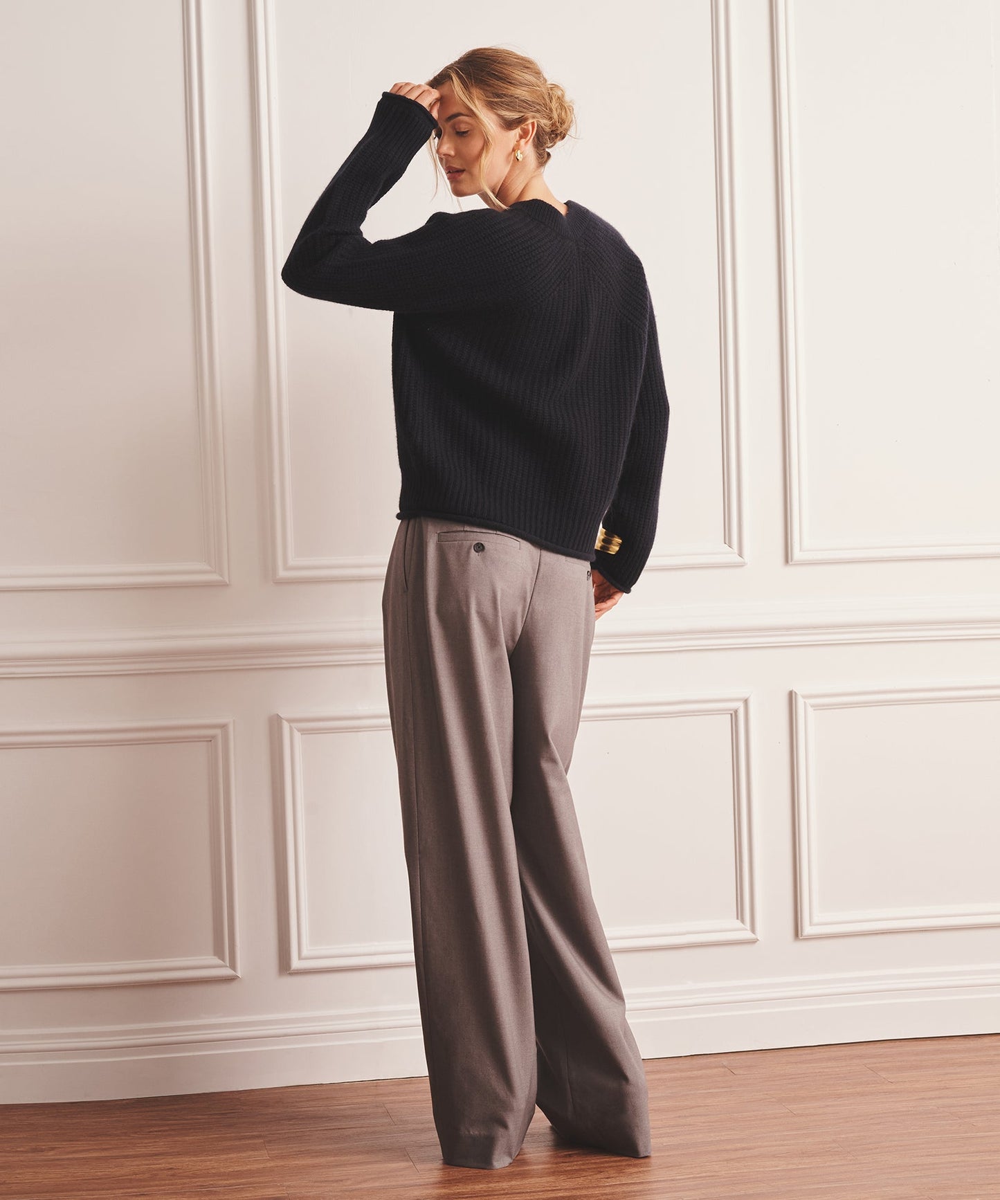 Super Luxe Cashmere Fisherman V-Neck Sweater