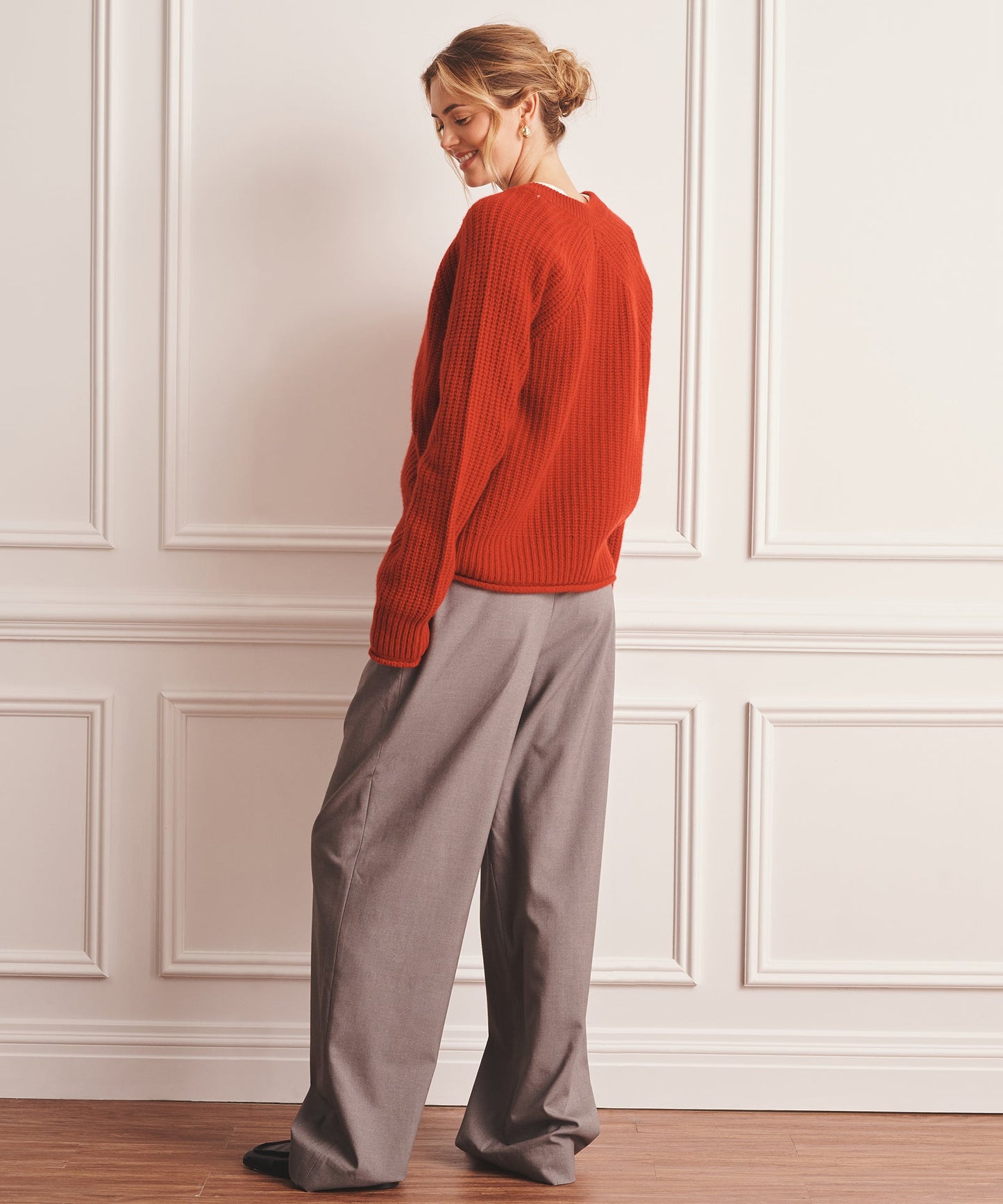 Super Luxe Cashmere Fisherman V-Neck Sweater