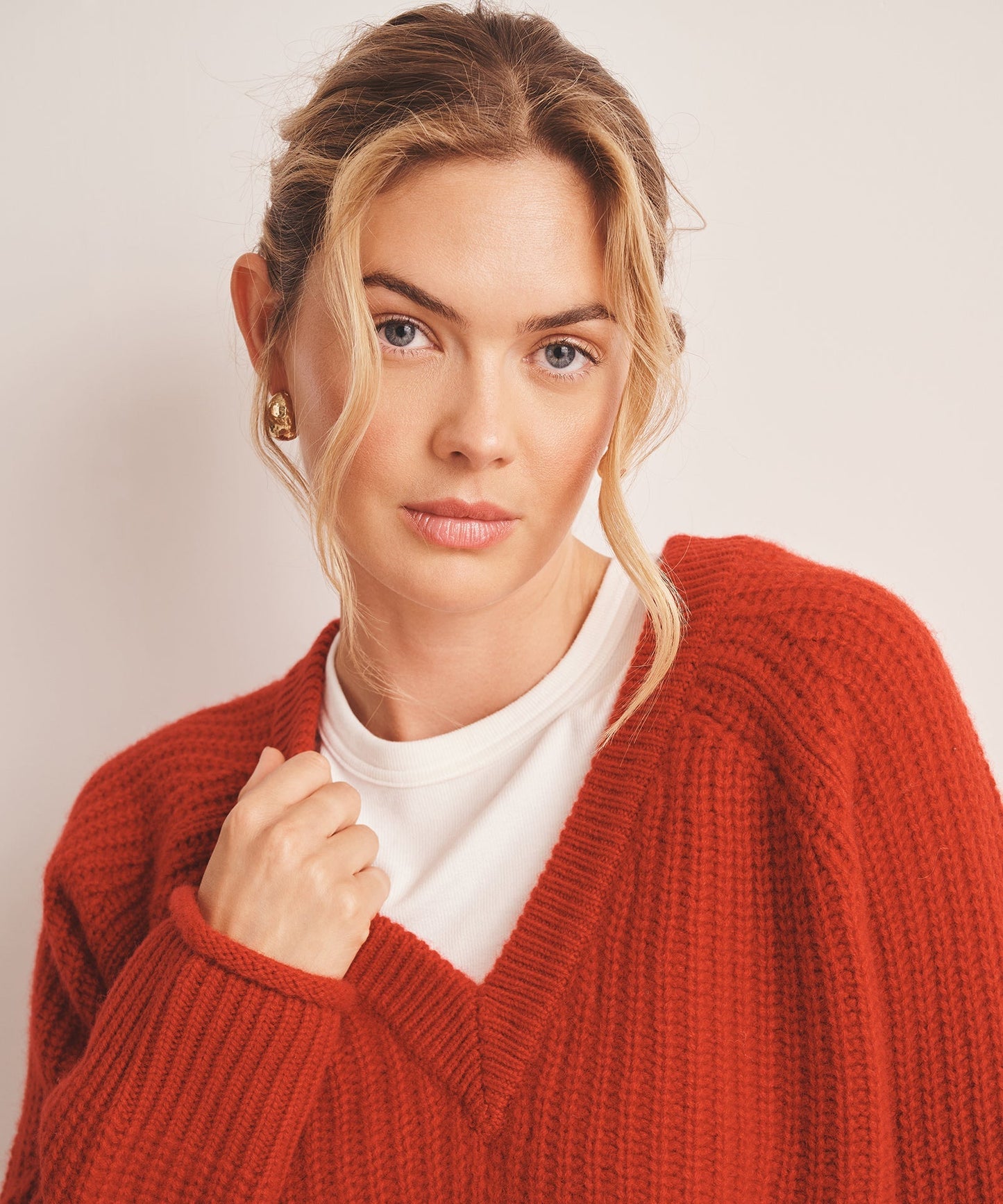Super Luxe Cashmere Fisherman V-Neck Sweater