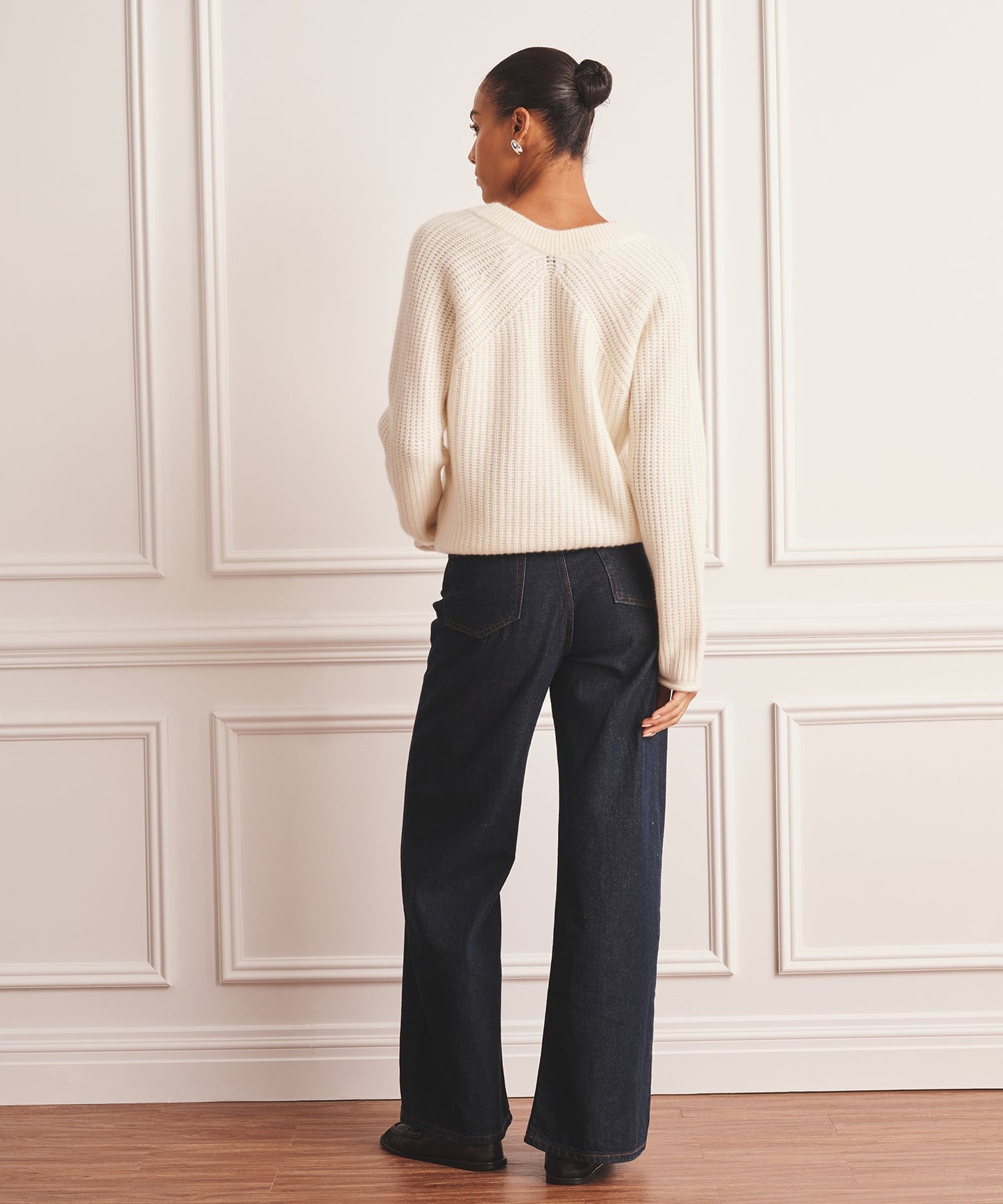 Super Luxe Cashmere Fisherman V-Neck Sweater