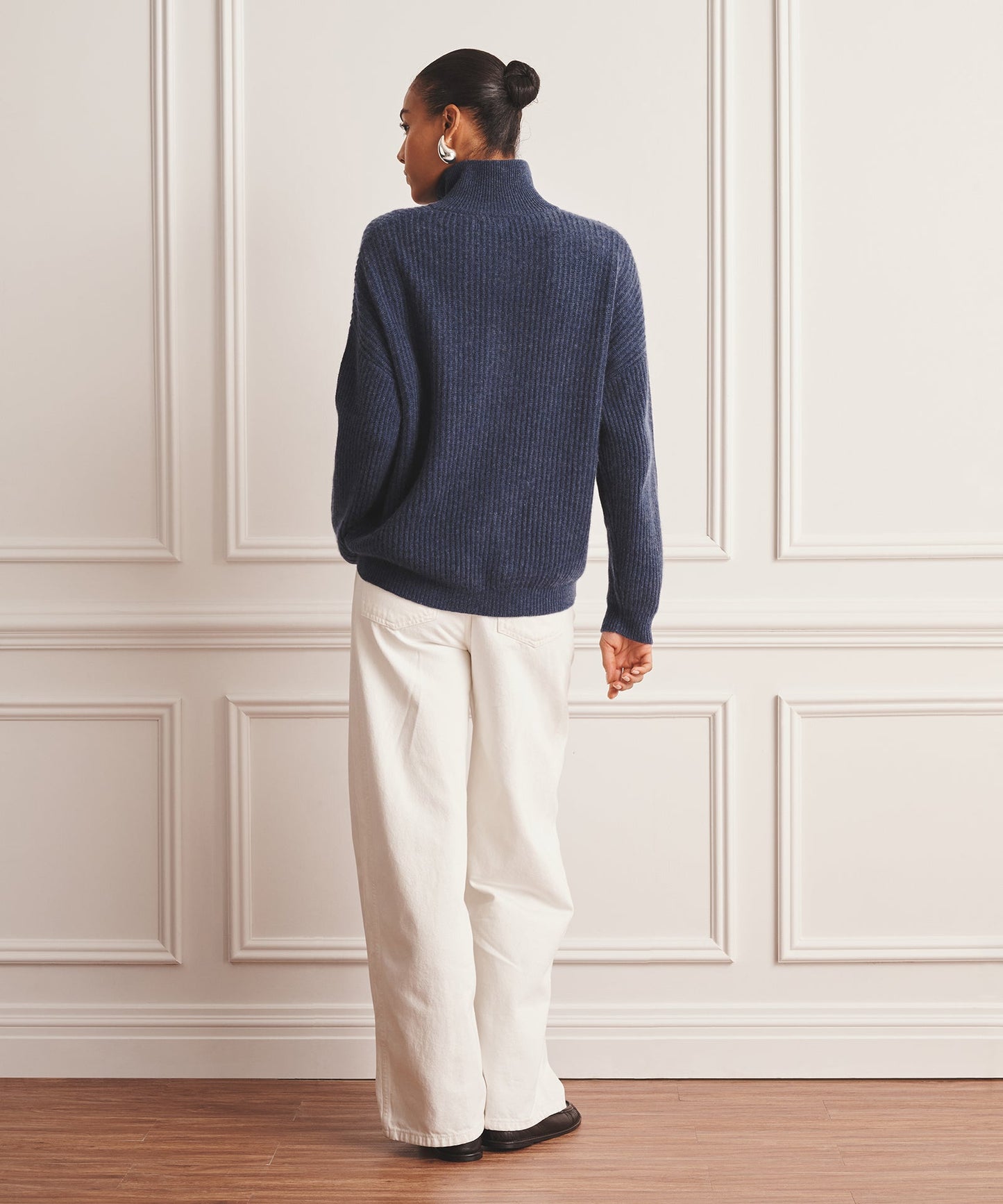 Super Luxe Cashmere High Neck Henley Sweater
