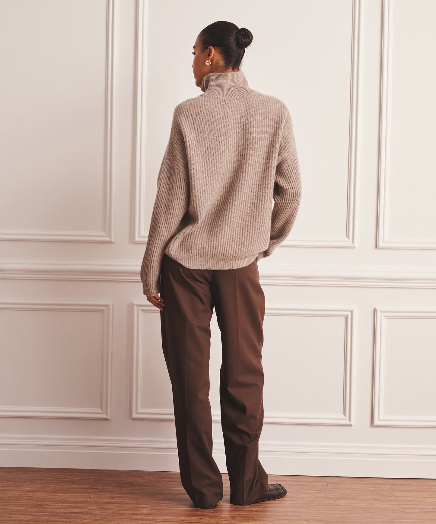 Super Luxe Cashmere High Neck Henley Sweater