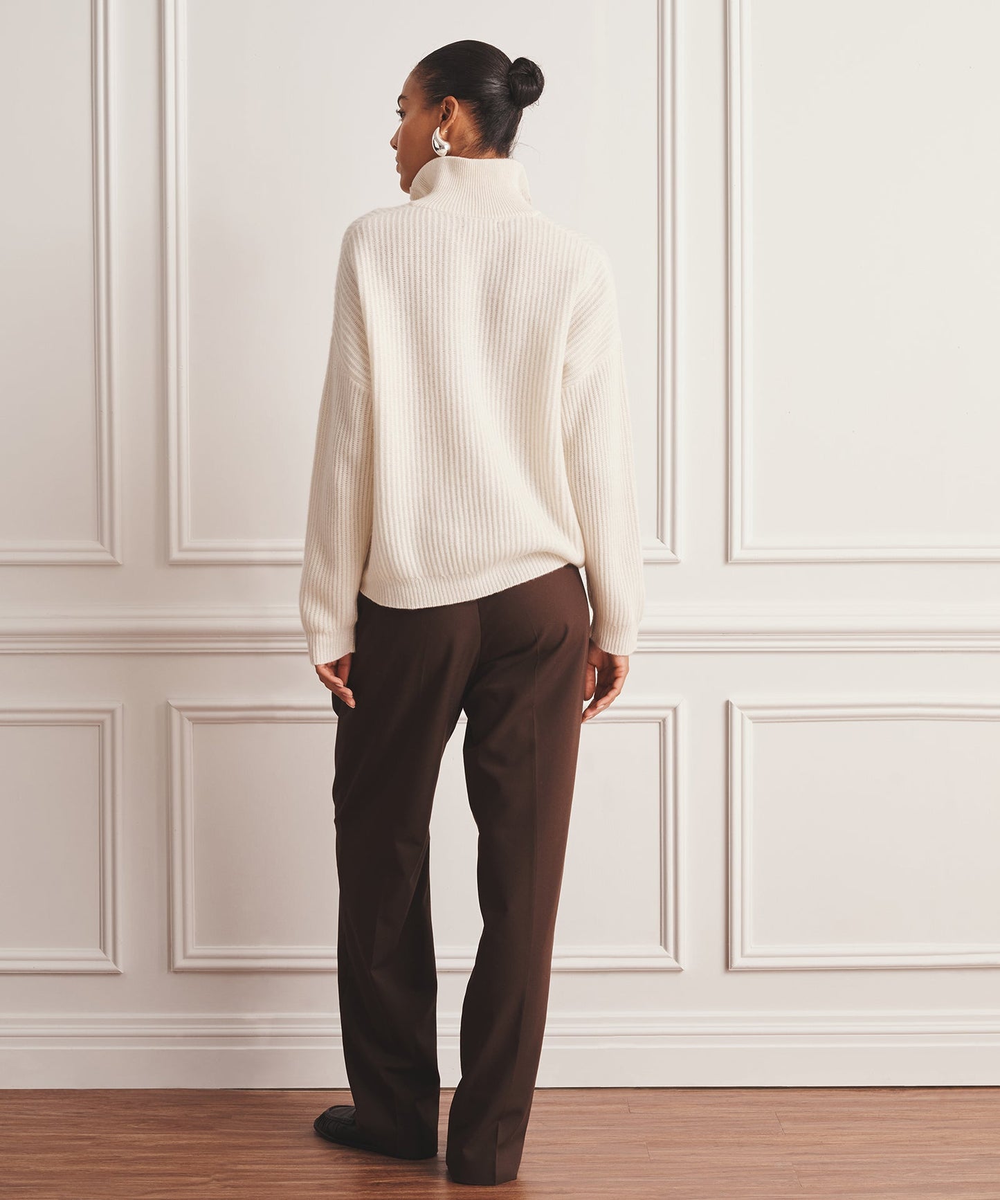 Super Luxe Cashmere High Neck Henley Sweater