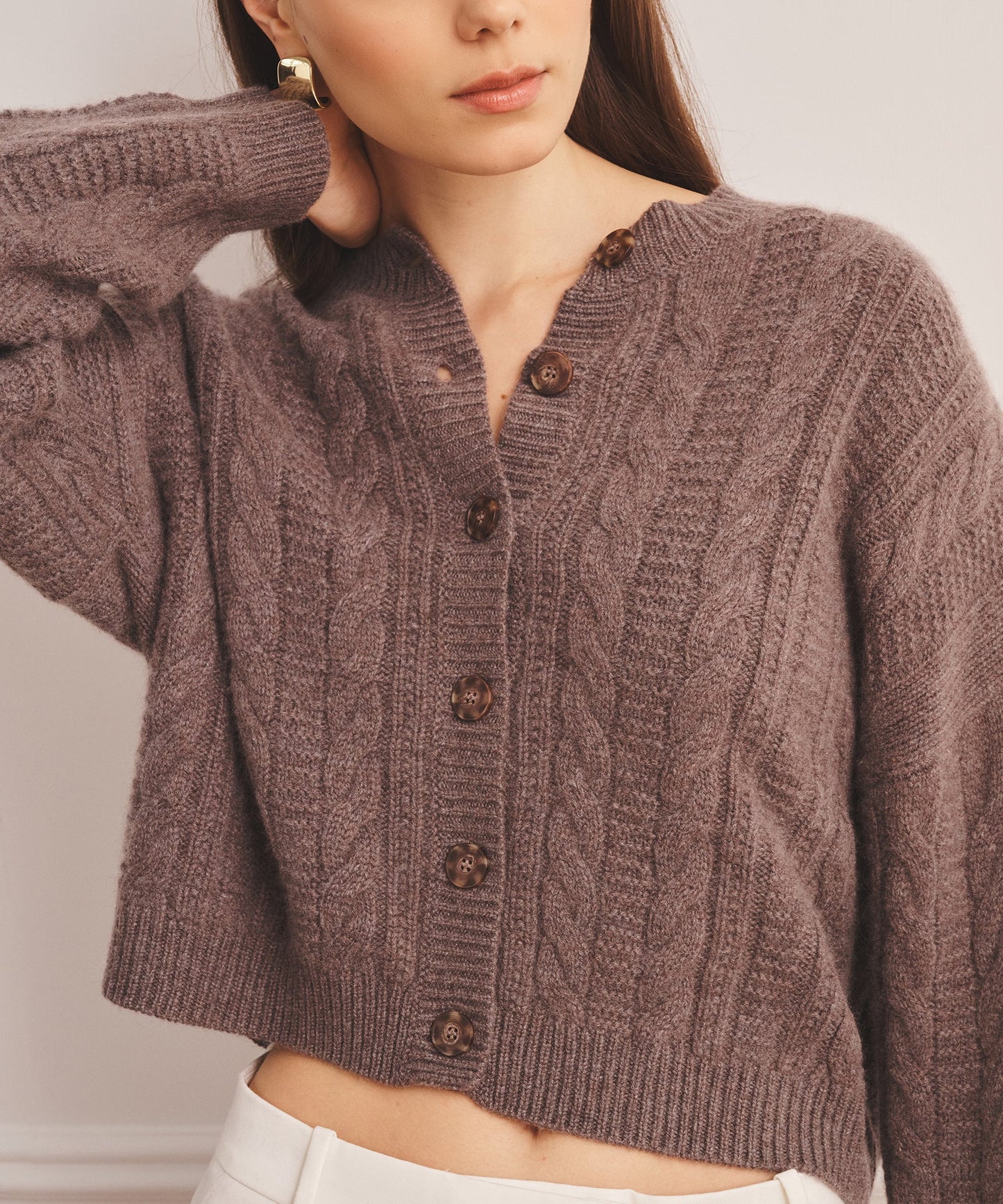 Super Luxe Cashmino Cable Cardigan
