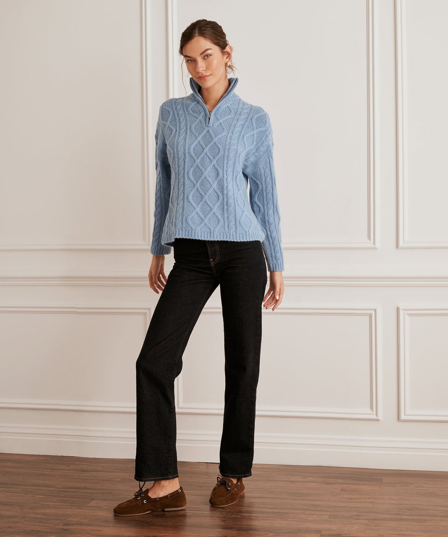 Super Luxe Cashmino Cable Quarter Zip