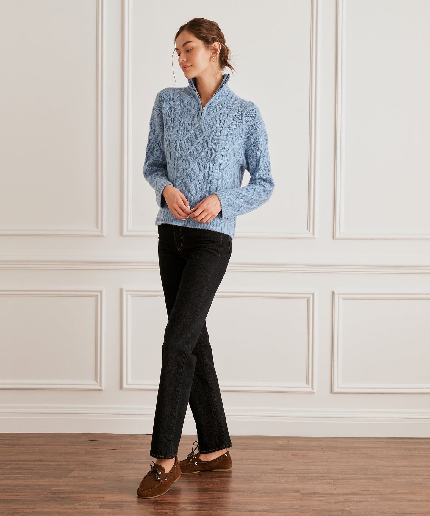 Super Luxe Cashmino Cable Quarter Zip