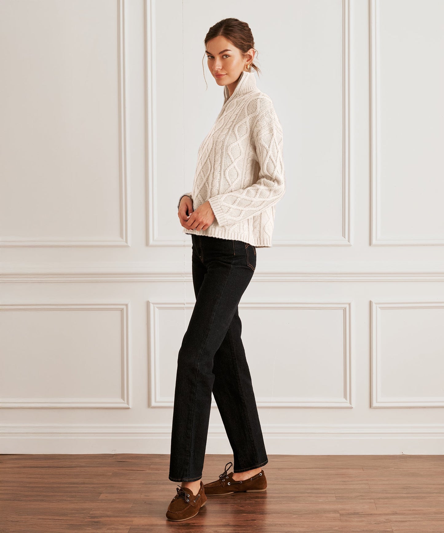 Super Luxe Cashmino Cable Quarter Zip