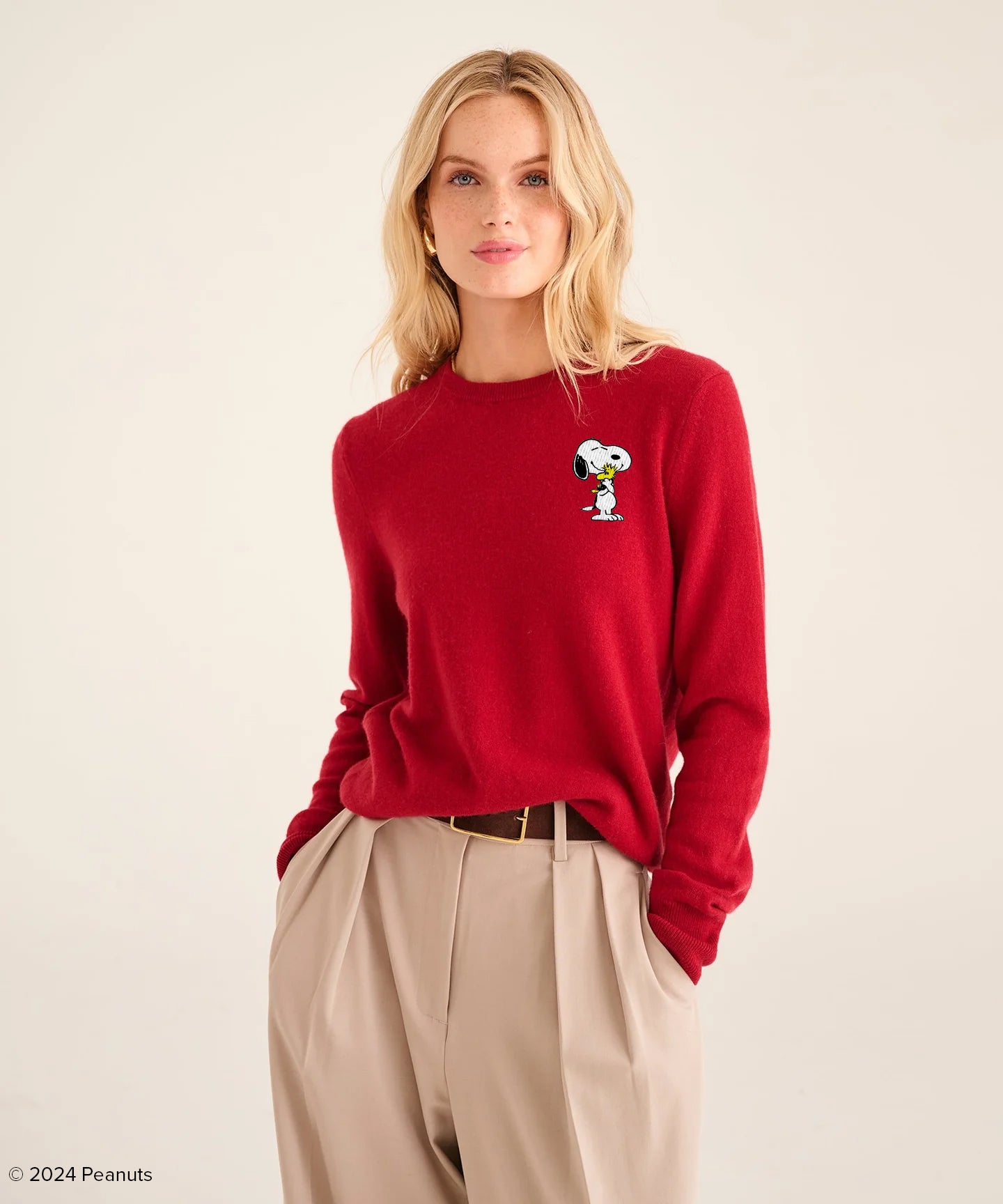 Women's Peanuts Holiday Hug Cashmere Sweater