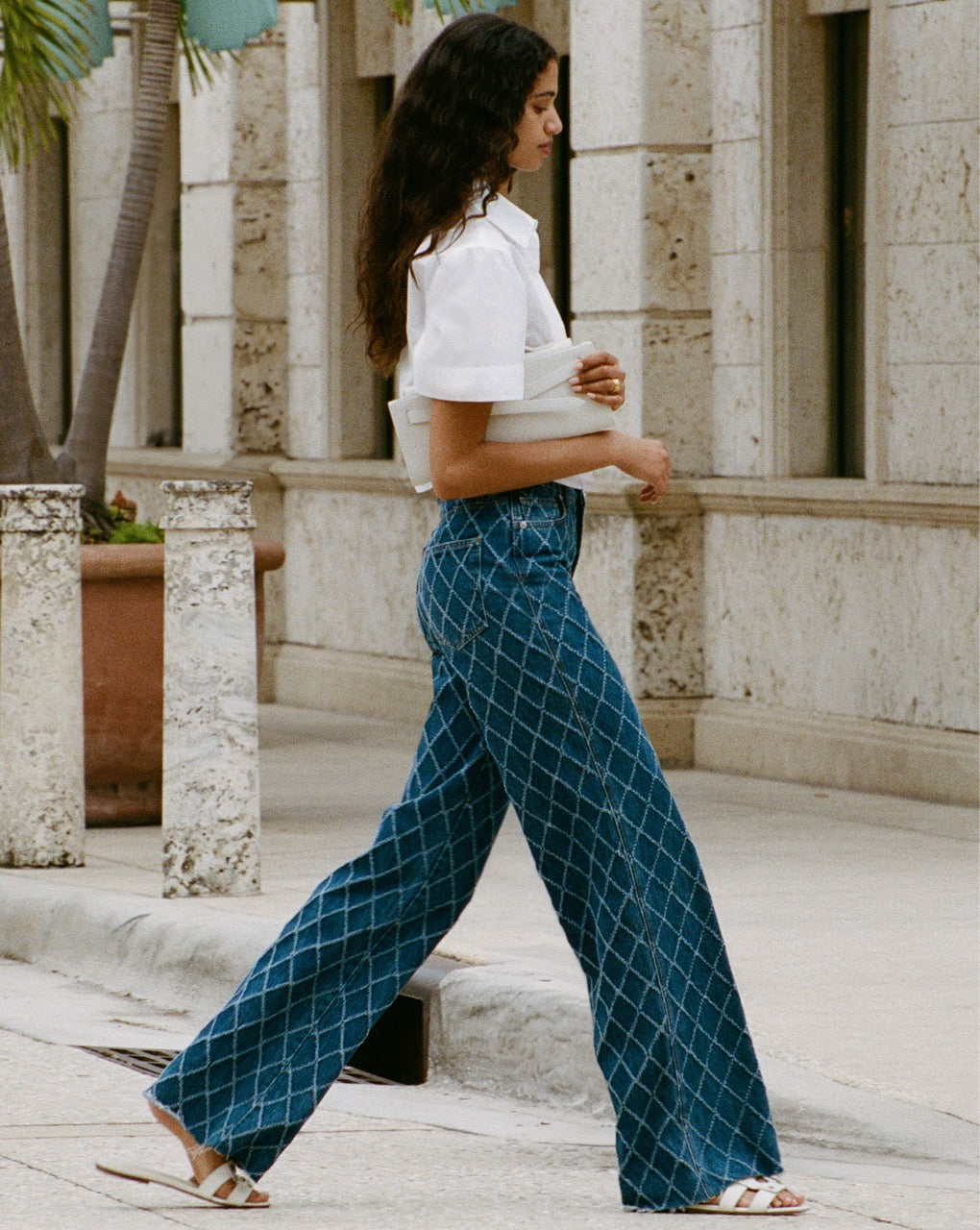 Taylor Diamond Printed Wide-Leg Jean