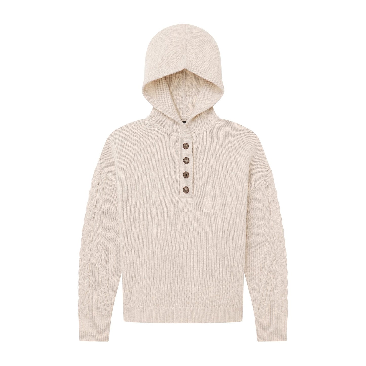 Cable Knit Sleeve Henley Hoodie