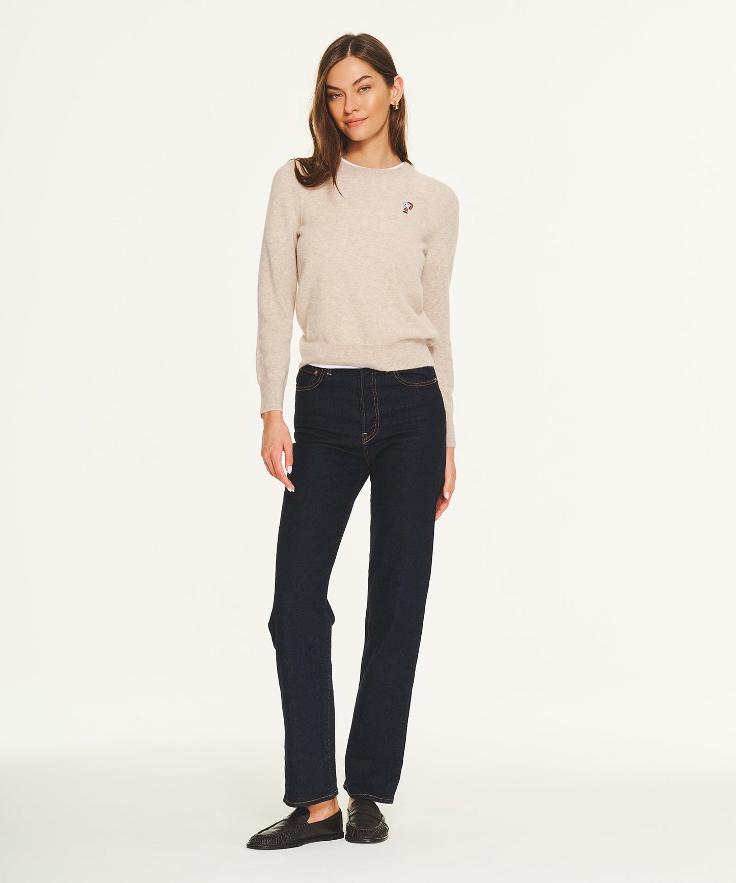 Women's Cashmere Snoopy Santa Holiday Sweater