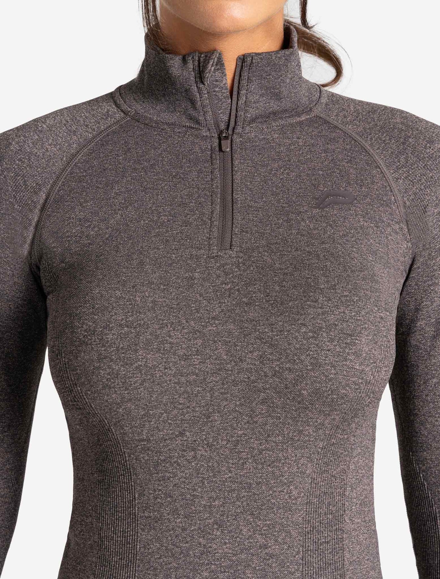Core Seamless 1/4 Zip - Brown Marl