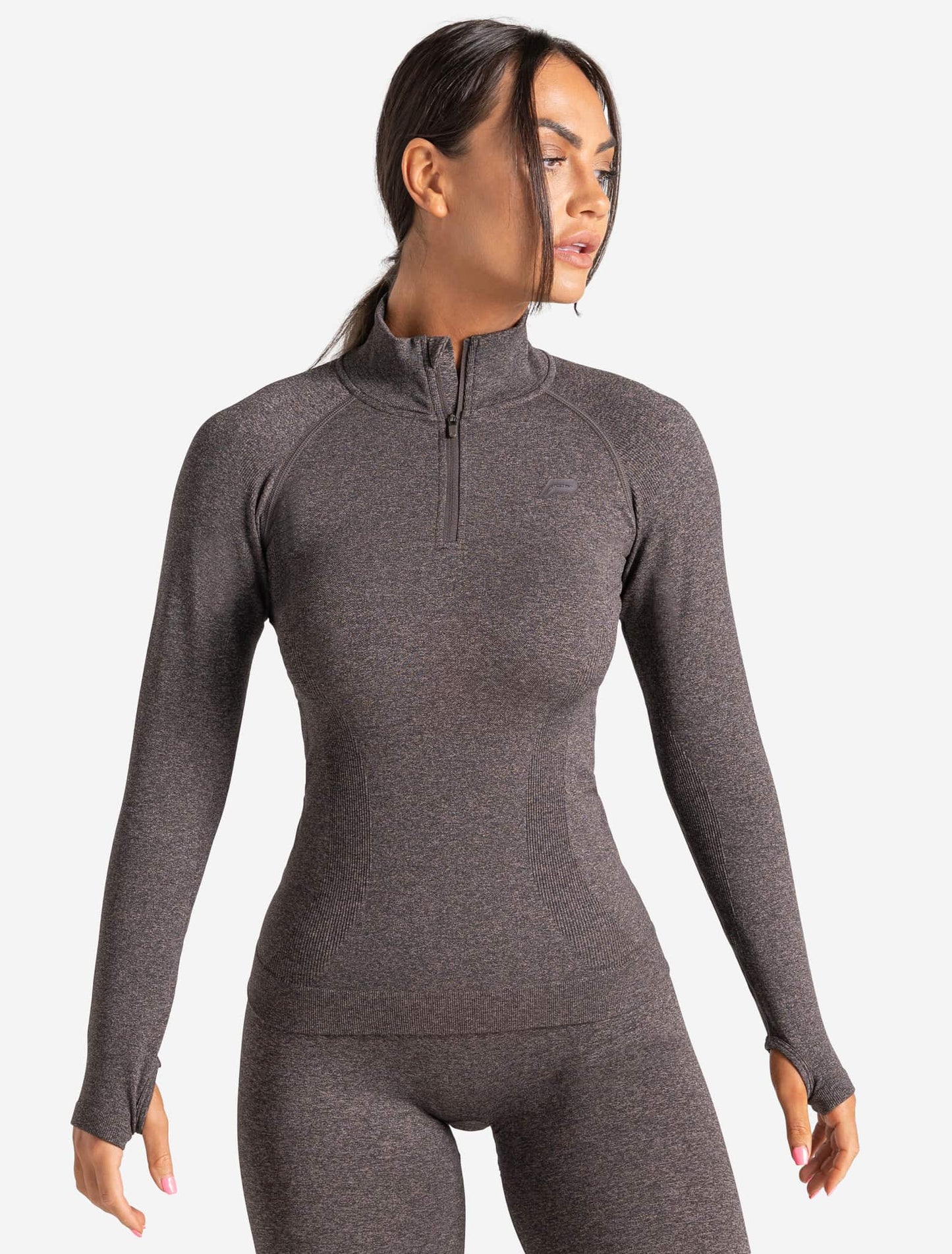Core Seamless 1/4 Zip - Brown Marl