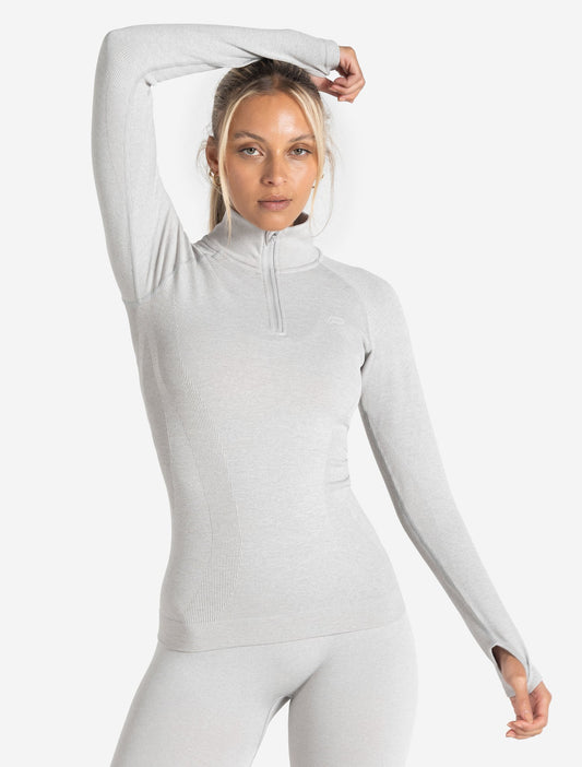 Core Seamless 1/4 Zip - Grey Marl