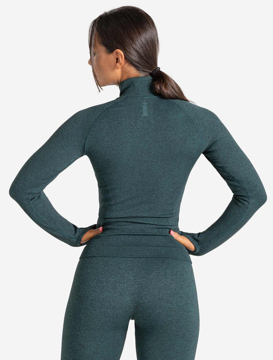 Core Seamless 1/4 Zip - Teal Marl