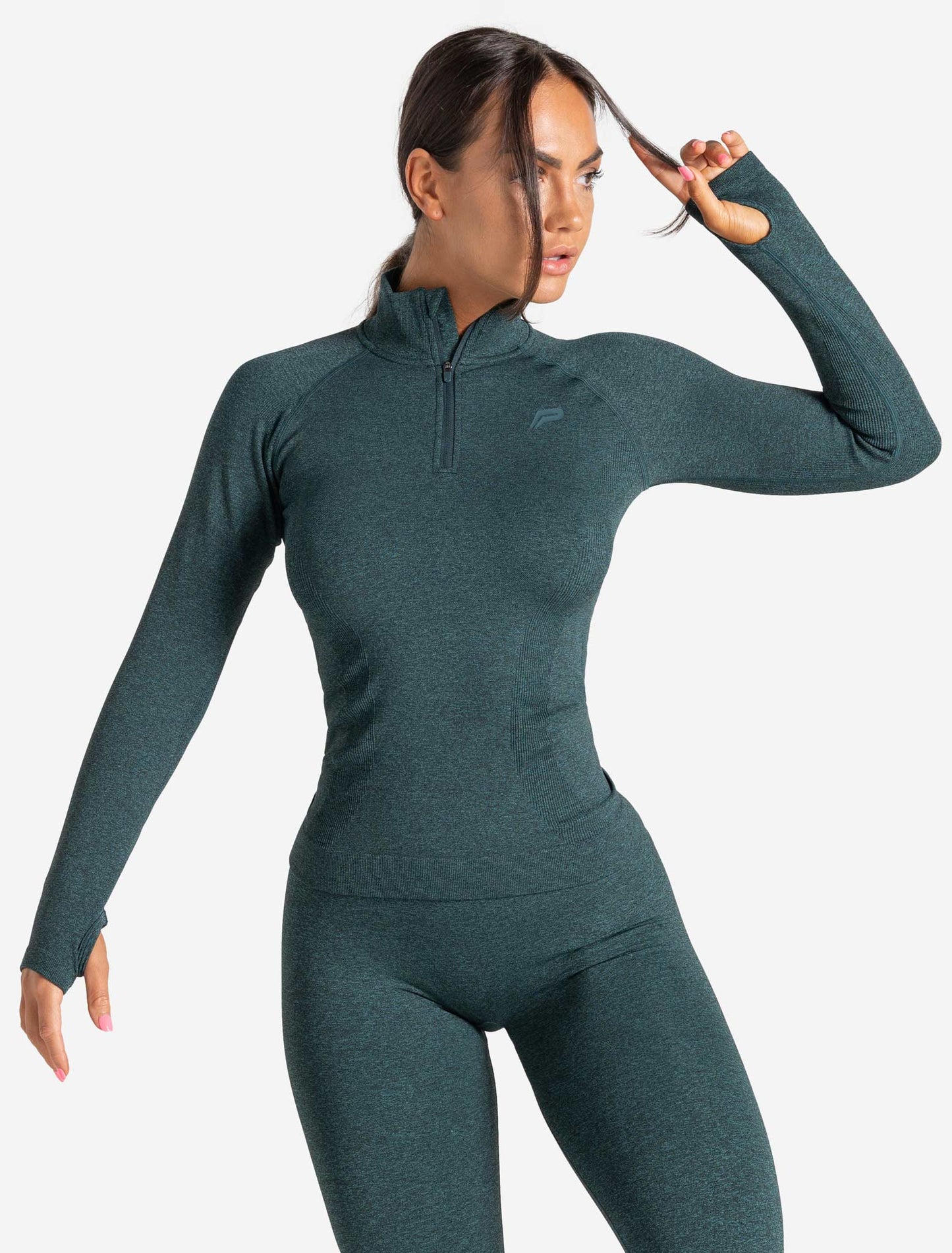 Core Seamless 1/4 Zip - Teal Marl