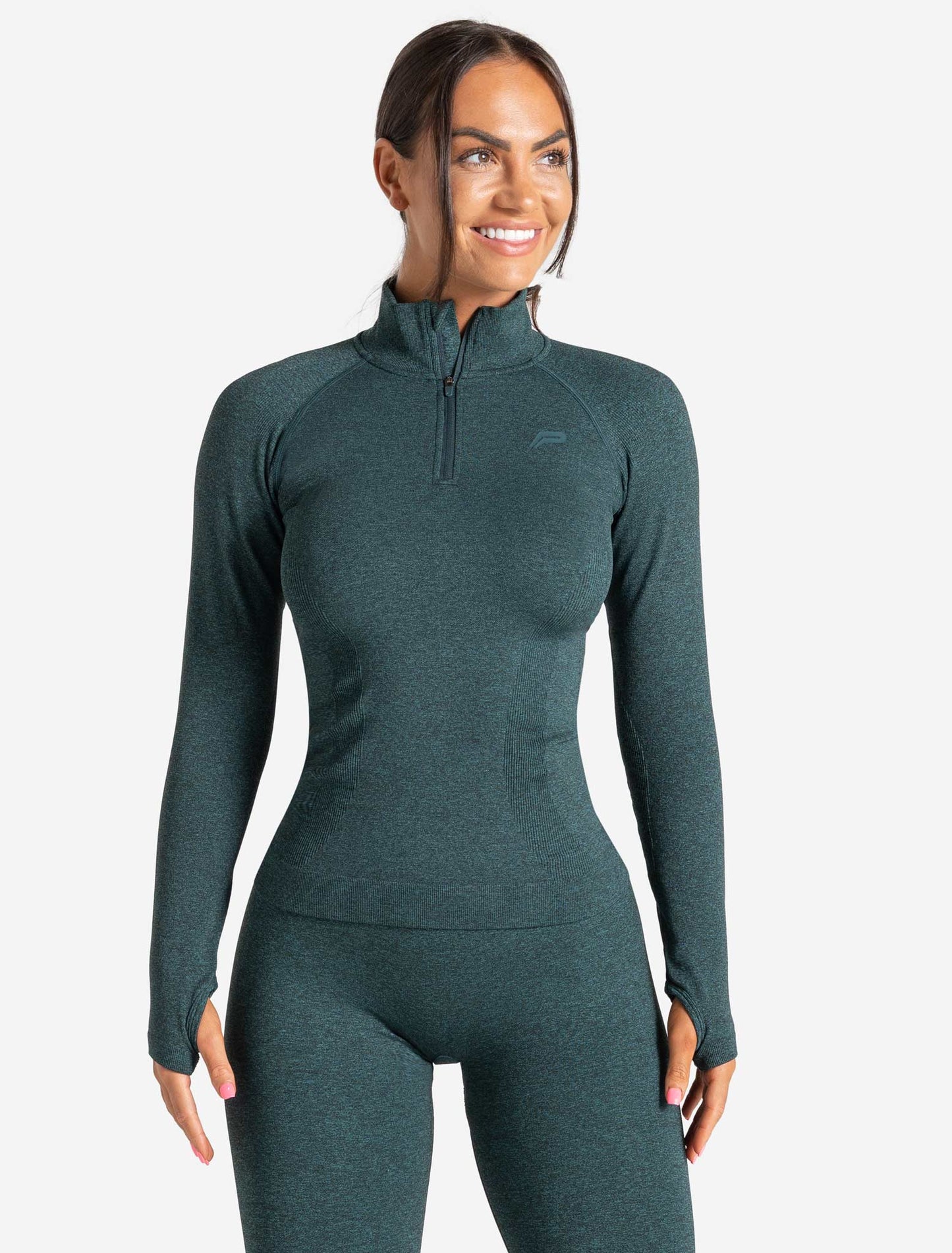 Core Seamless 1/4 Zip - Teal Marl