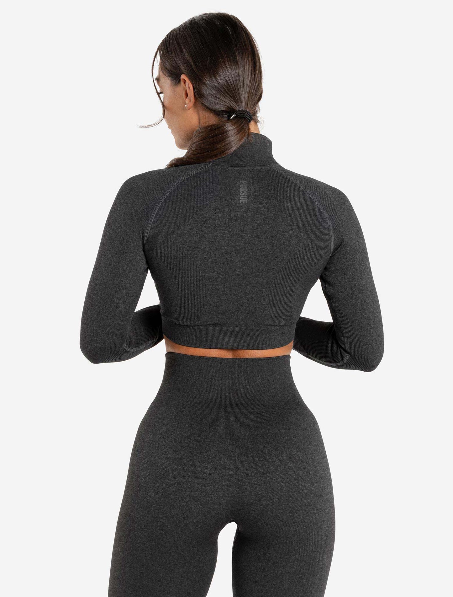 Core Seamless Crop 1/2 Zip - Black Marl