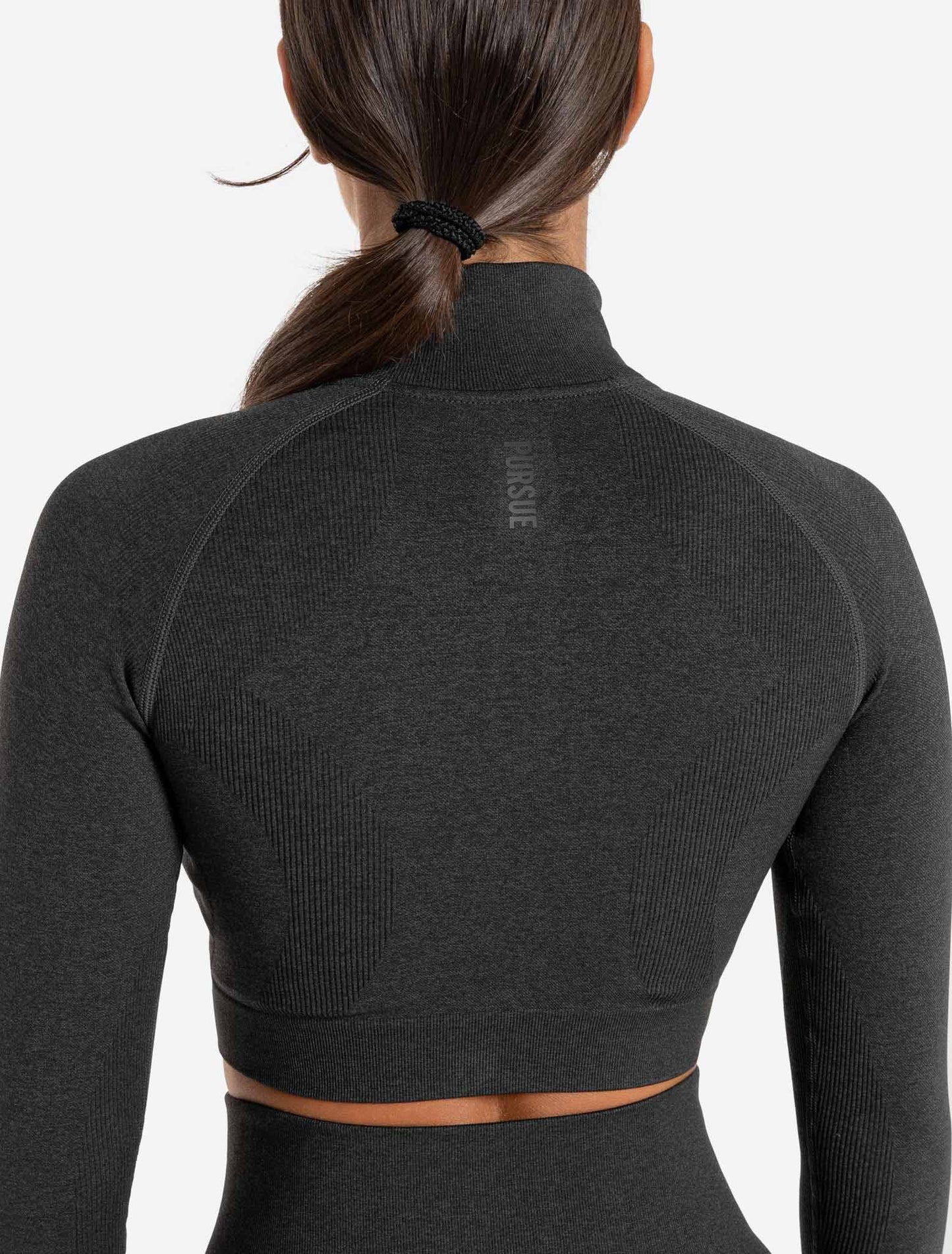 Core Seamless Crop 1/2 Zip - Black Marl