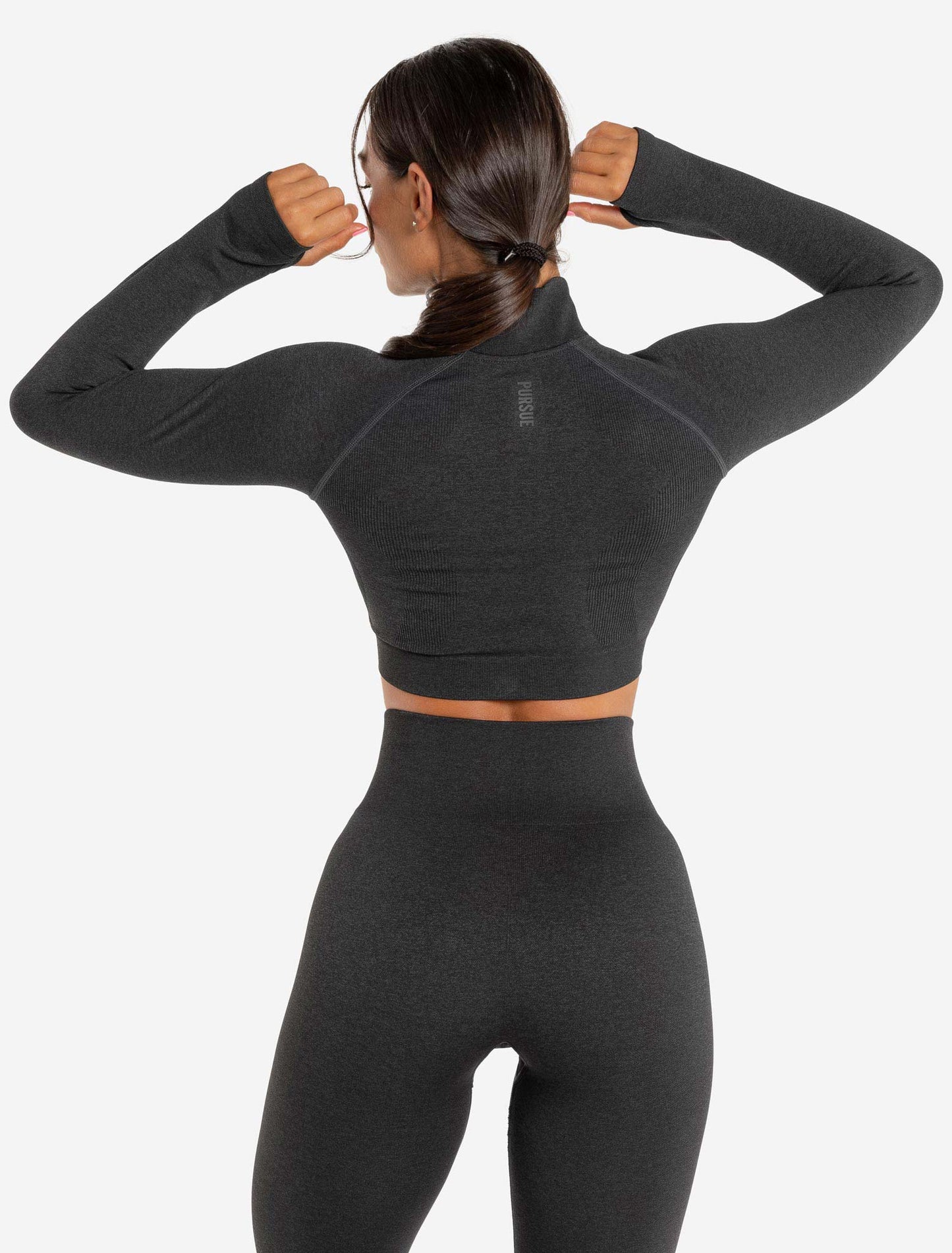 Core Seamless Crop 1/2 Zip - Black Marl