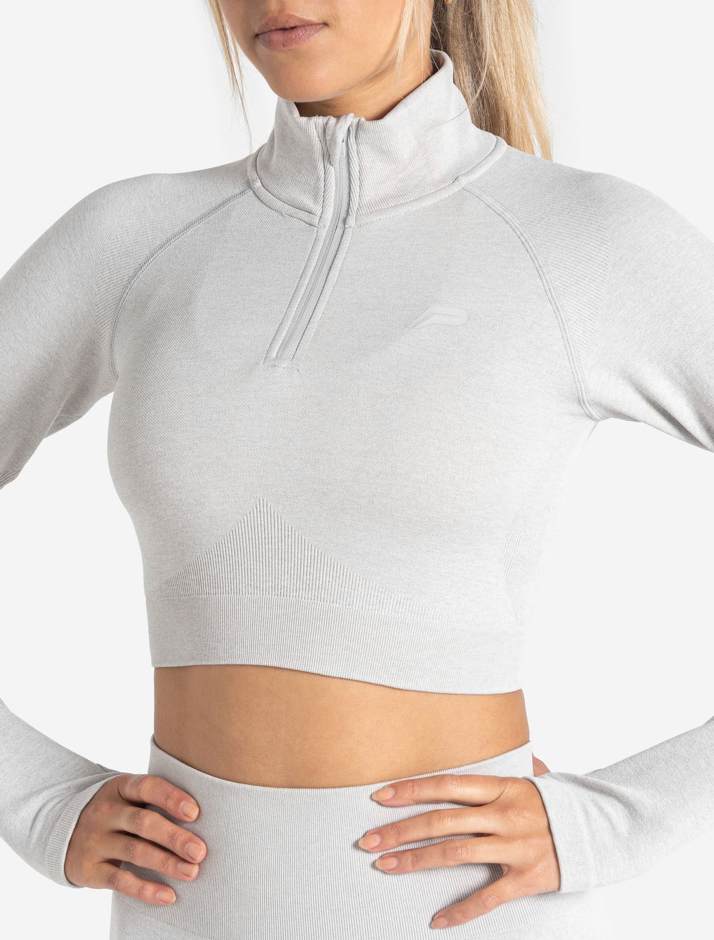 Core Seamless Crop 1/2 Zip - Grey Marl