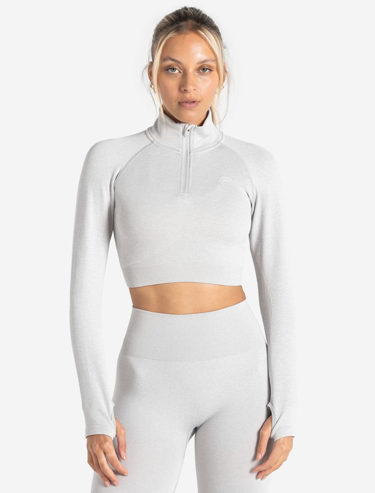 Core Seamless Crop 1/2 Zip - Grey Marl