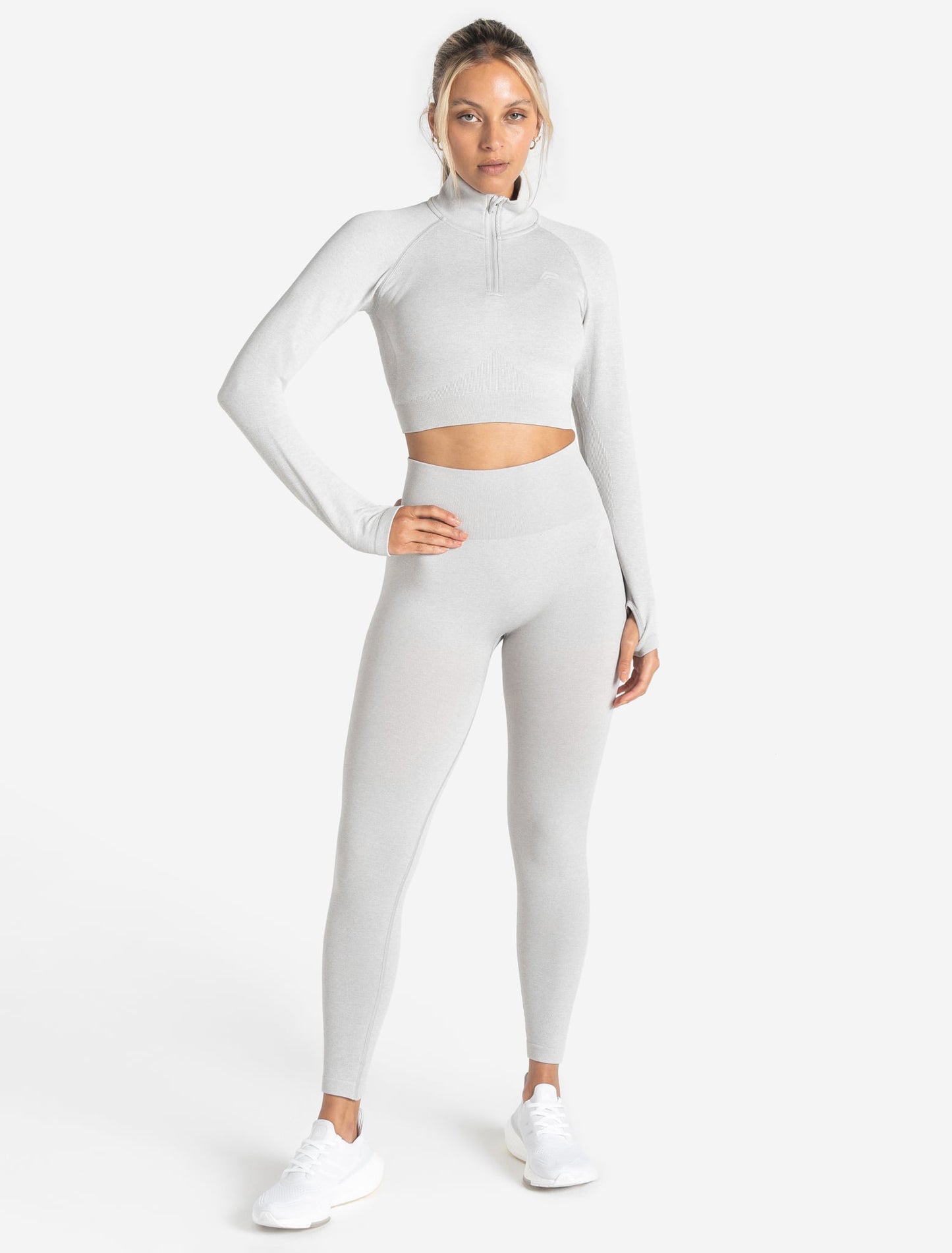 Core Seamless Crop 1/2 Zip - Grey Marl