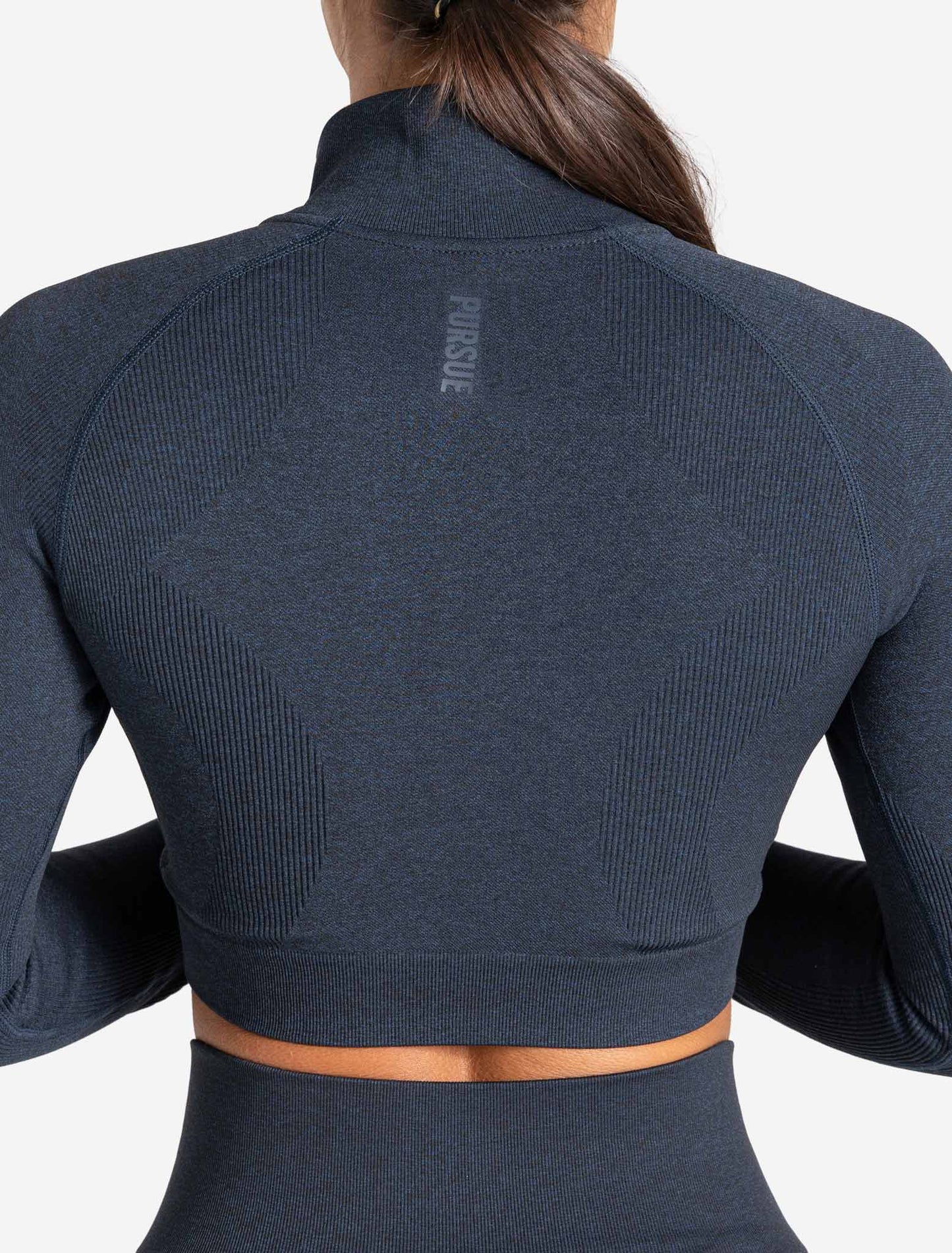Core Seamless Crop 1/2 Zip - Navy Marl