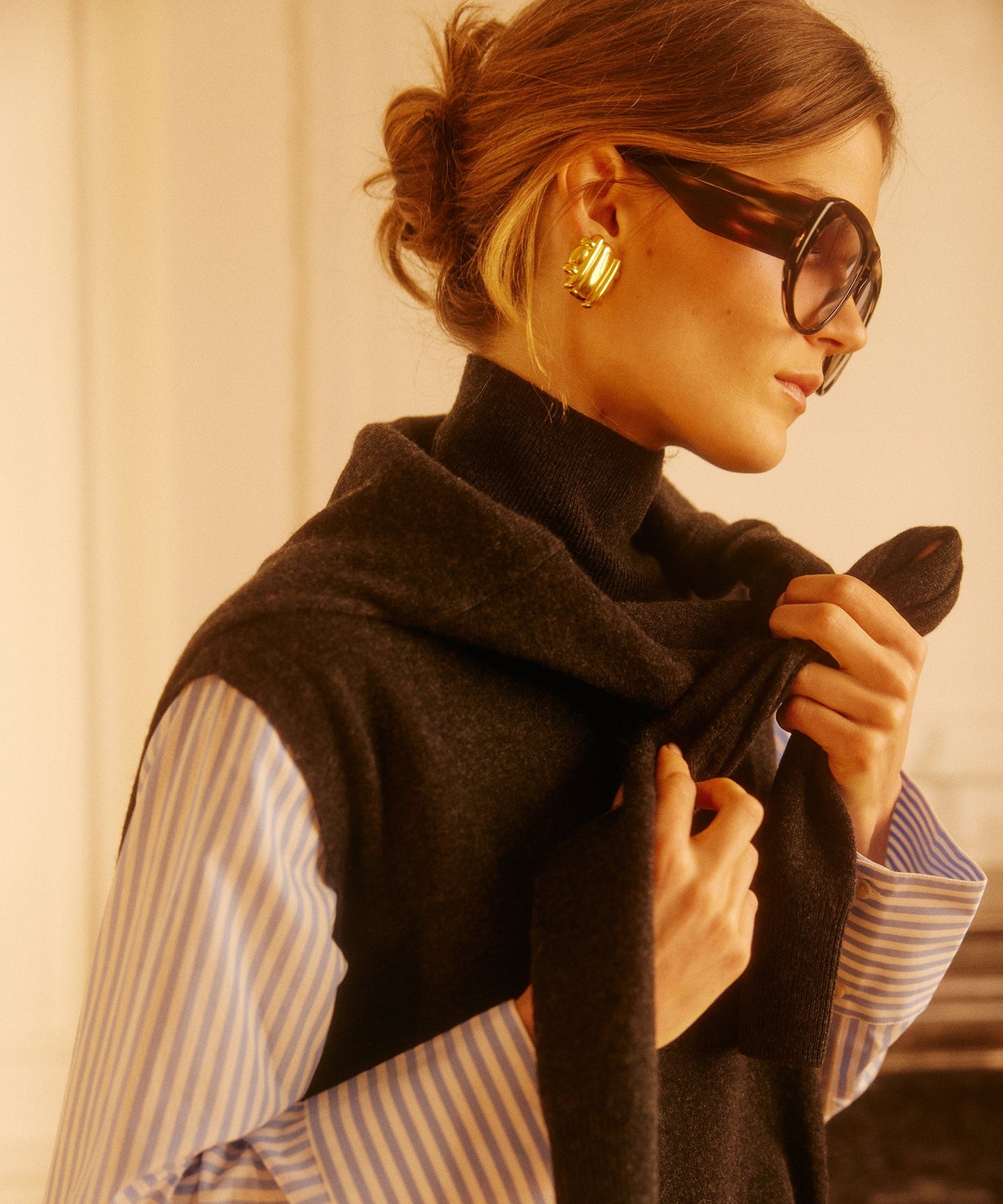 Cashmino Mixed Media Layered Turtleneck