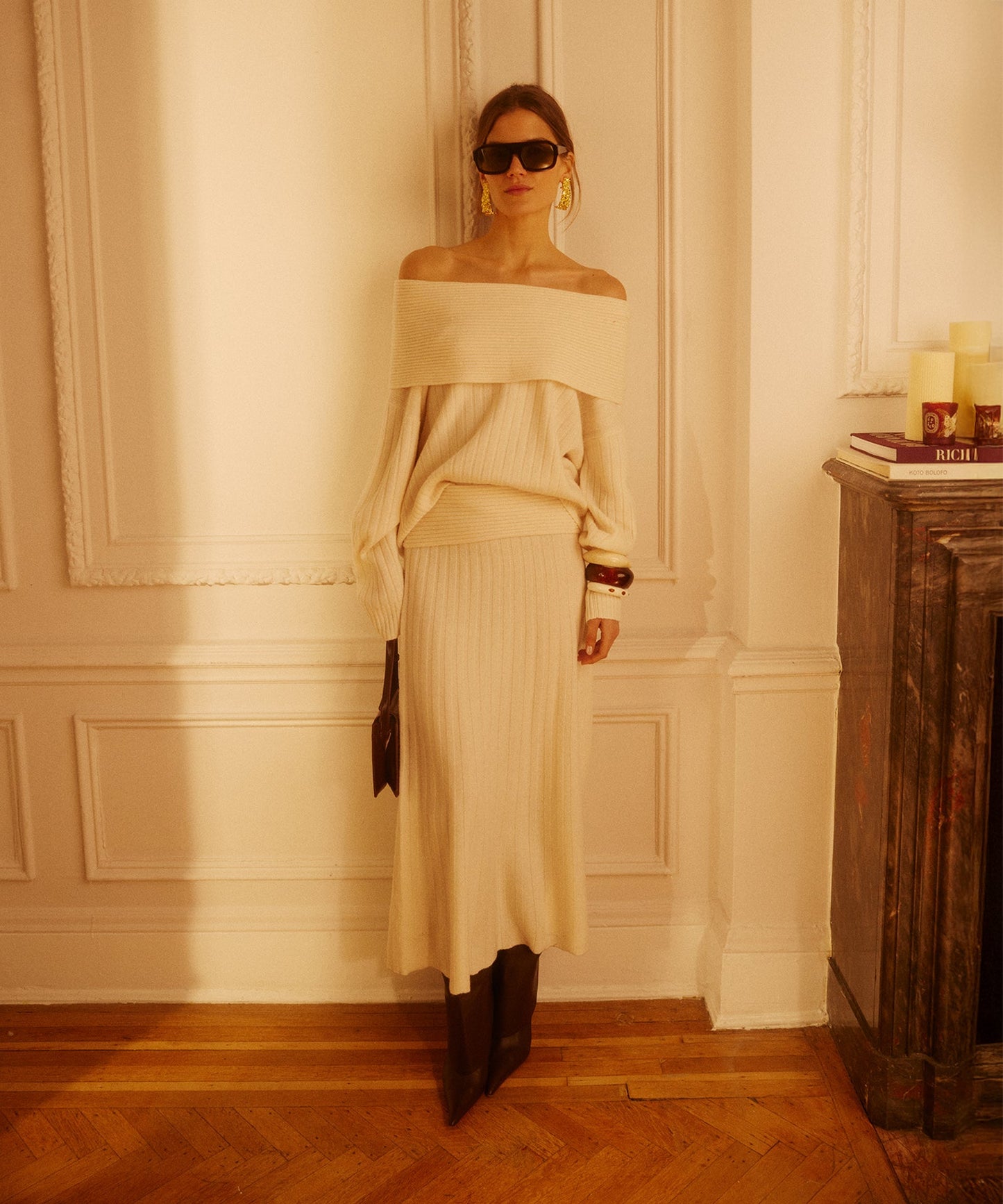 Premium Cashmino Ribbed Draped Top