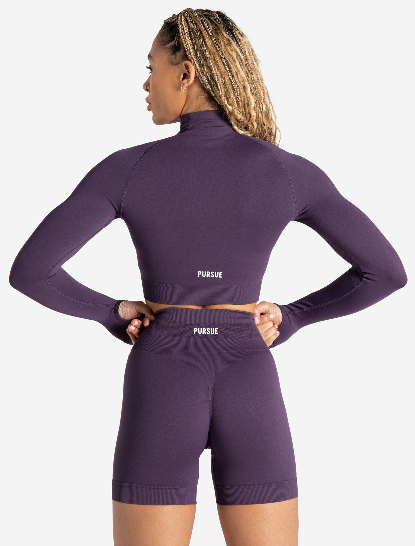 Scrunch Seamless Crop 1/2 Zip - Blackberry