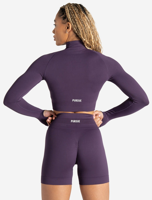 Scrunch Seamless Crop 1/2 Zip - Blackberry
