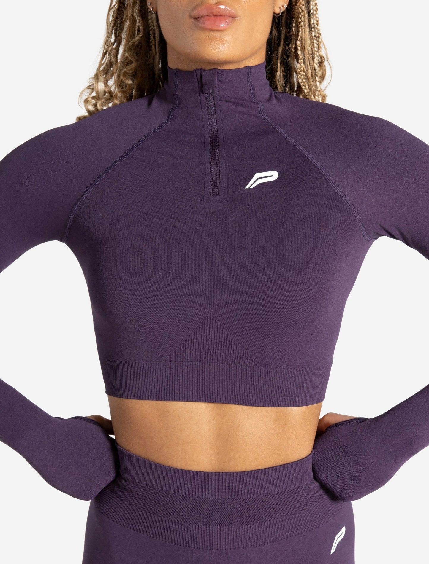Scrunch Seamless Crop 1/2 Zip - Blackberry