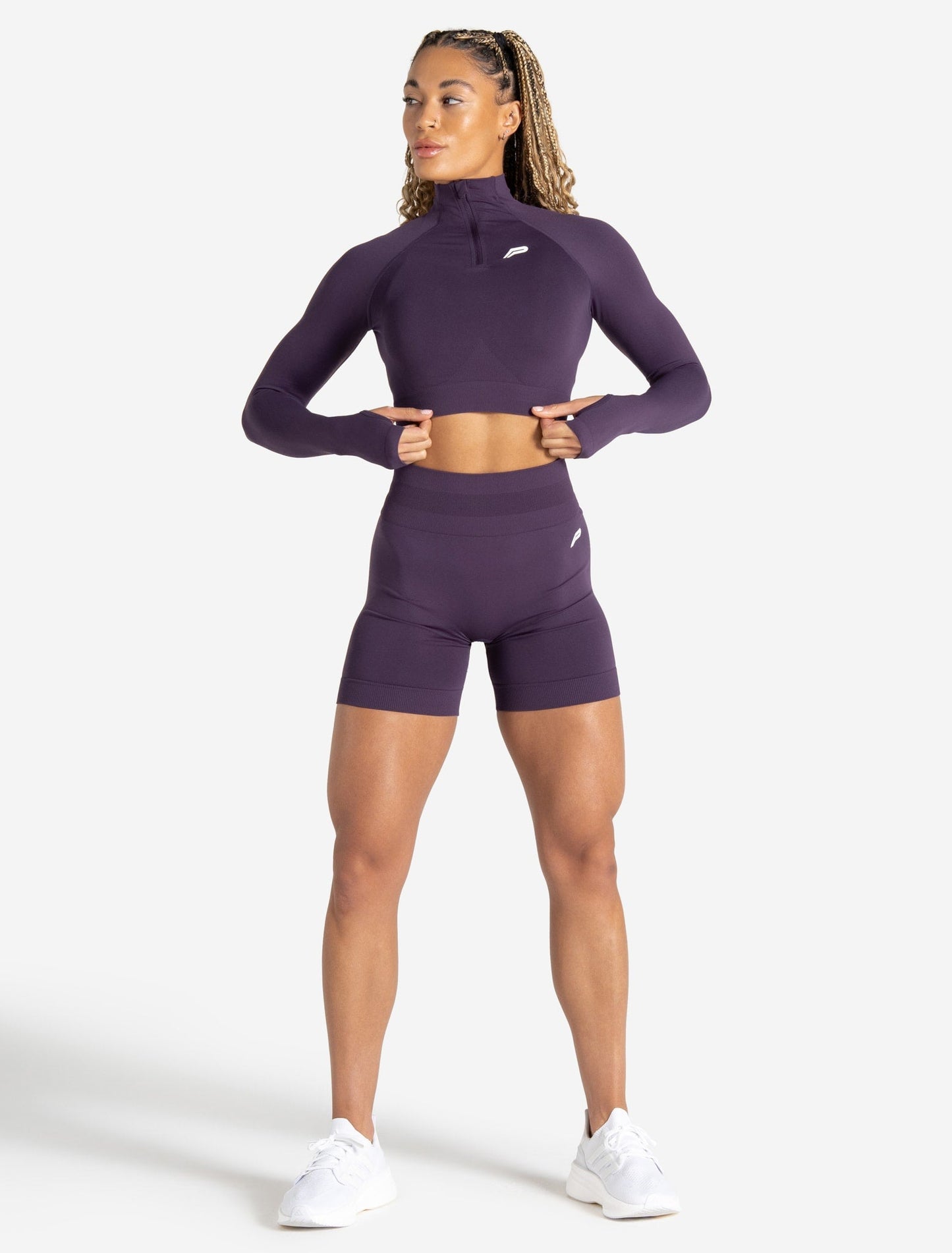 Scrunch Seamless Crop 1/2 Zip - Blackberry