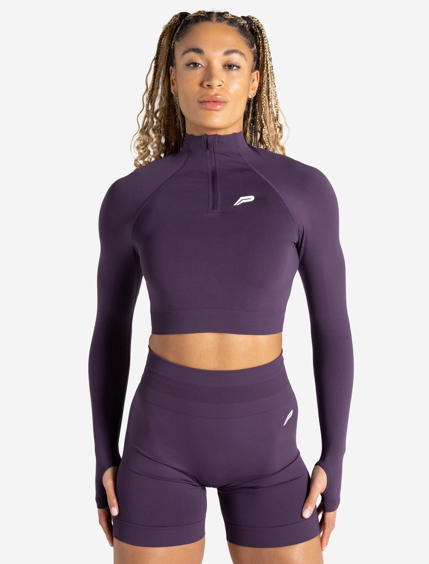 Scrunch Seamless Crop 1/2 Zip - Blackberry