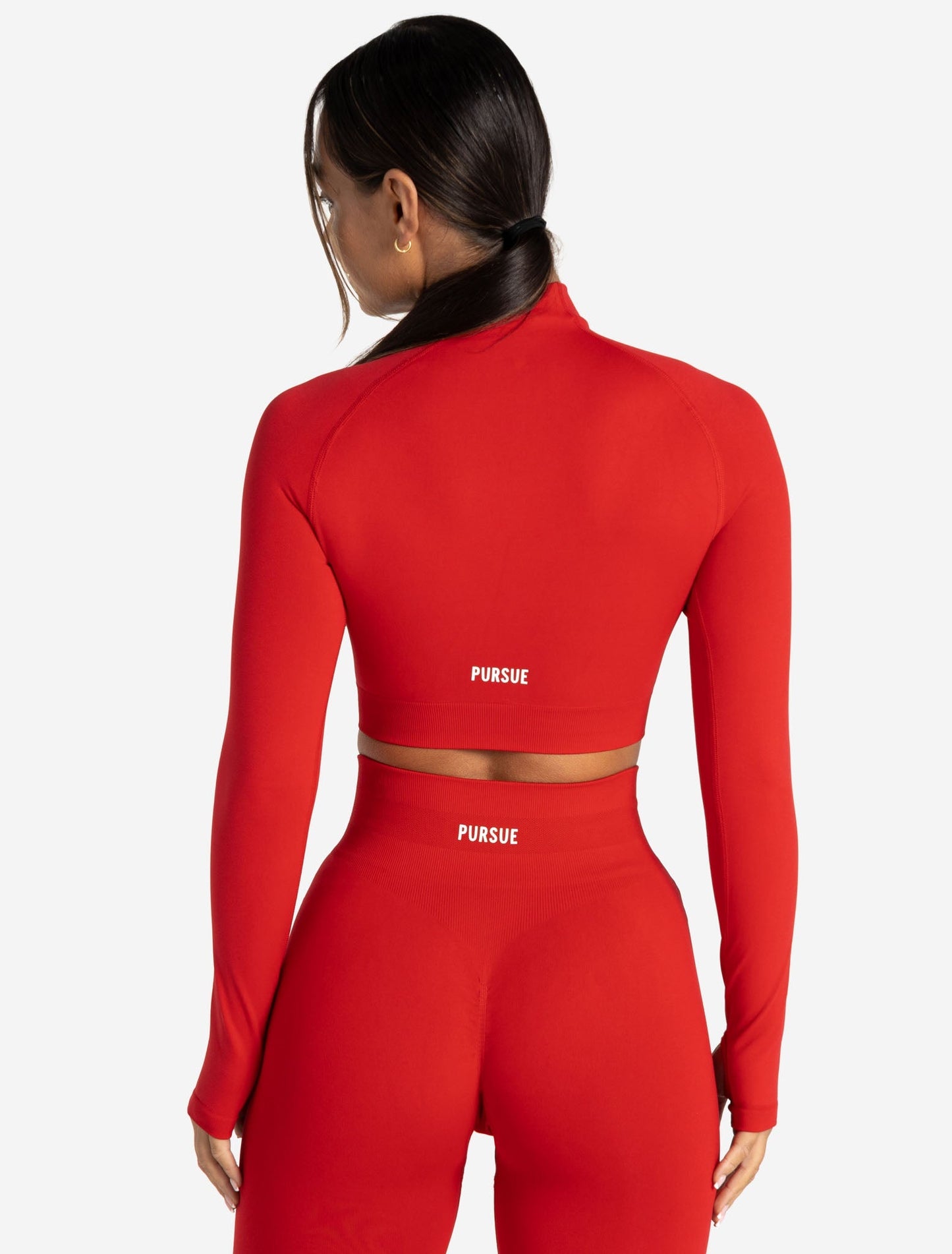 Scrunch Seamless Crop 1/2 Zip - Candy Red