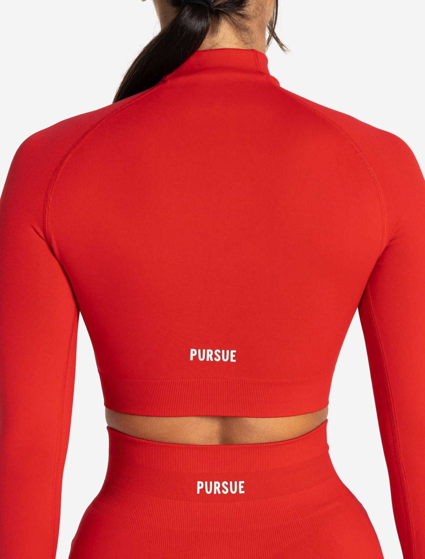 Scrunch Seamless Crop 1/2 Zip - Candy Red