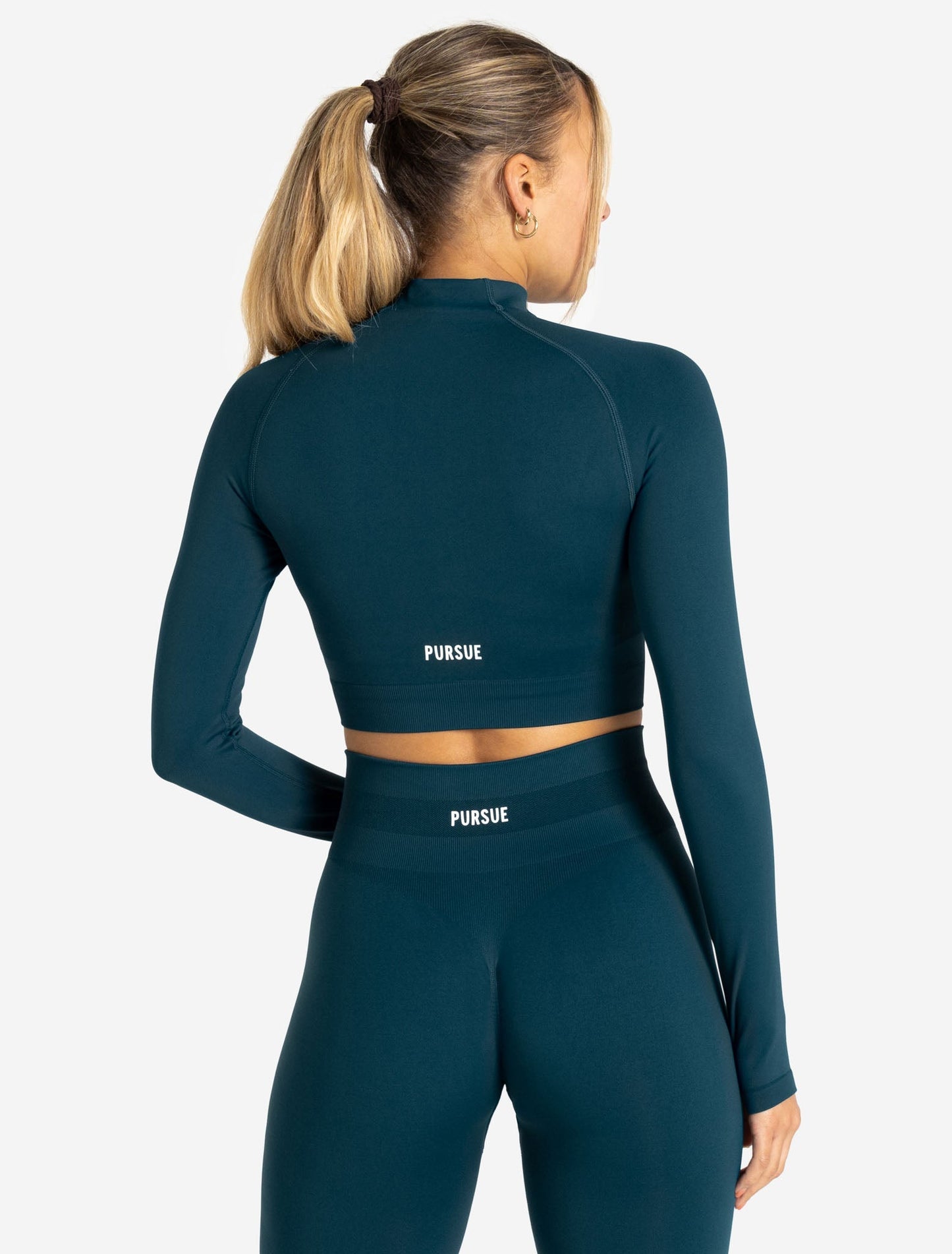 Scrunch Seamless Crop 1/2 Zip - Dark Teal