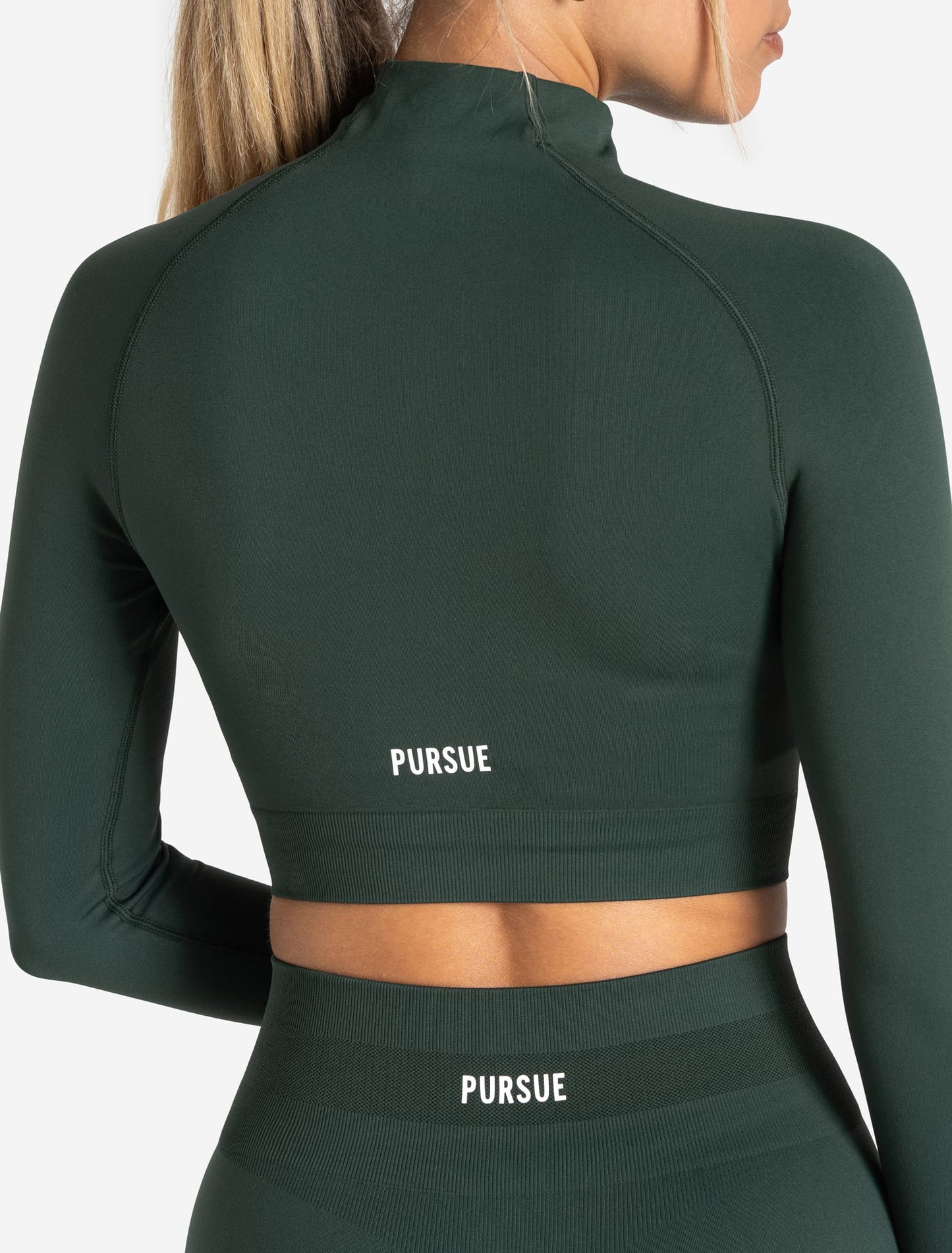 Scrunch Seamless Crop 1/2 Zip - Forest Green