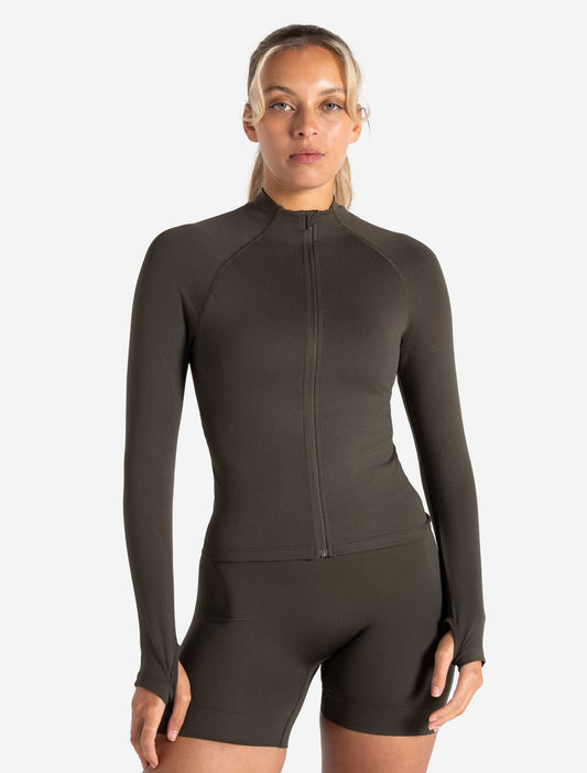 Sculpt Seamless Zip Jacket - Olive
