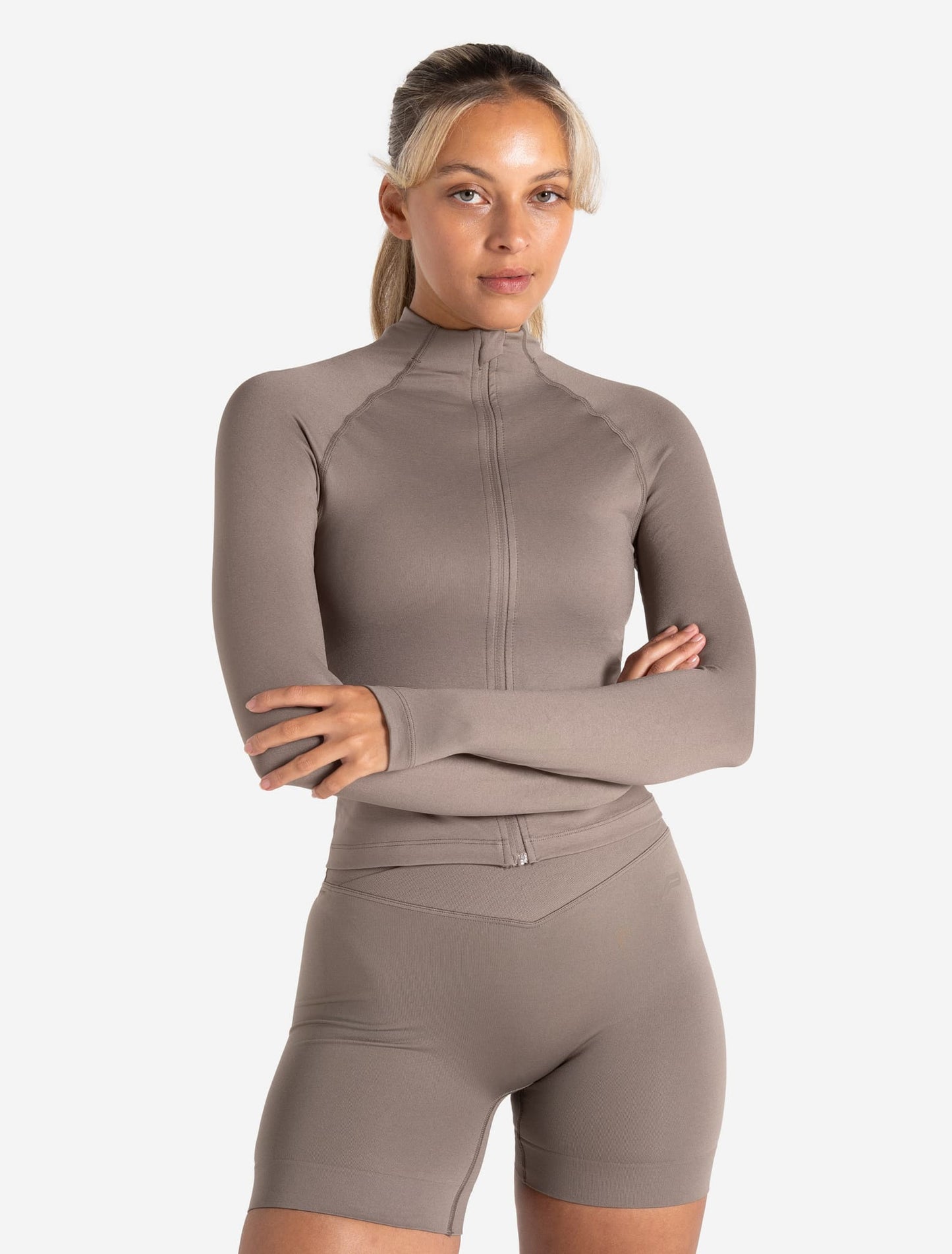 Sculpt Seamless Zip Jacket - Taupe