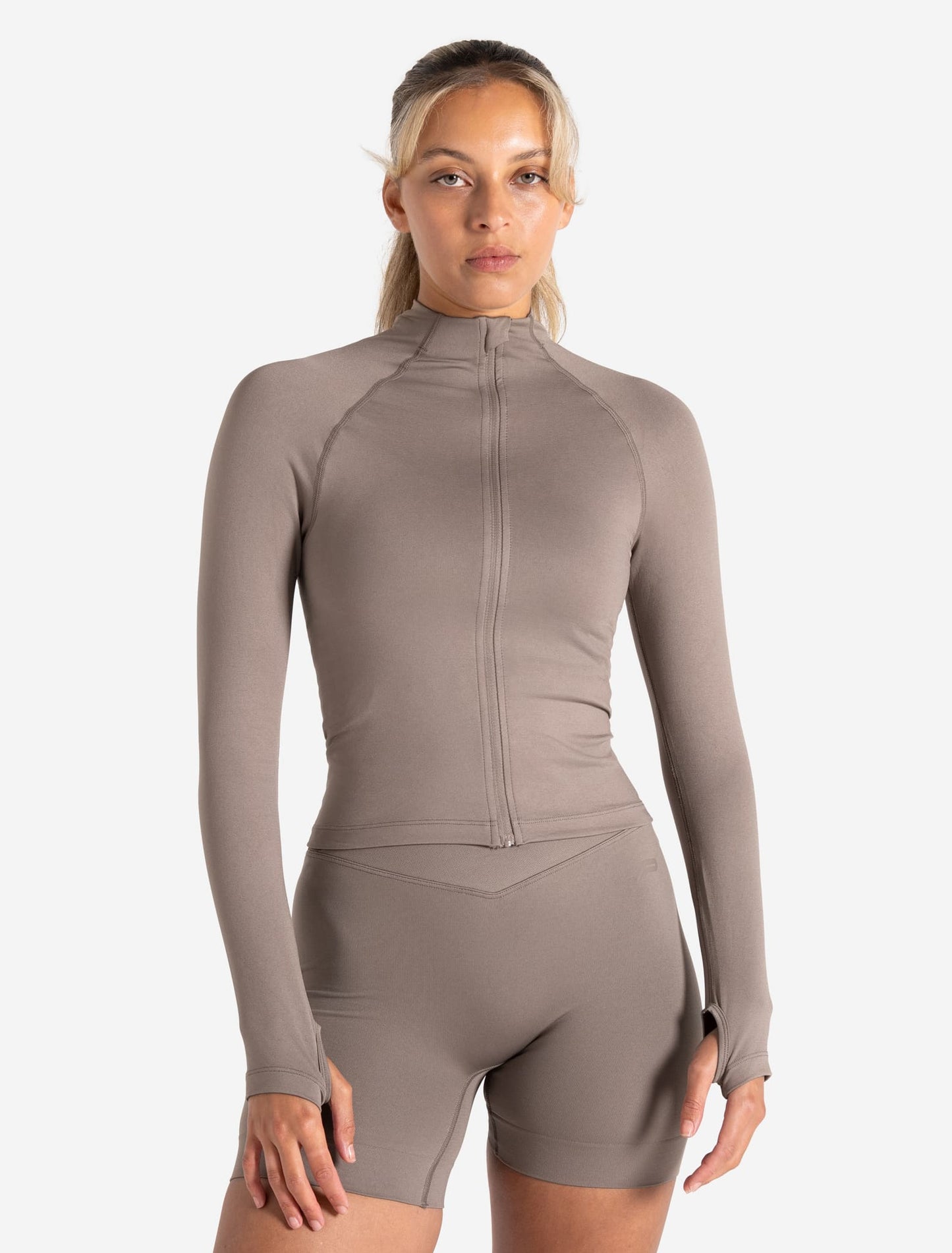 Sculpt Seamless Zip Jacket - Taupe
